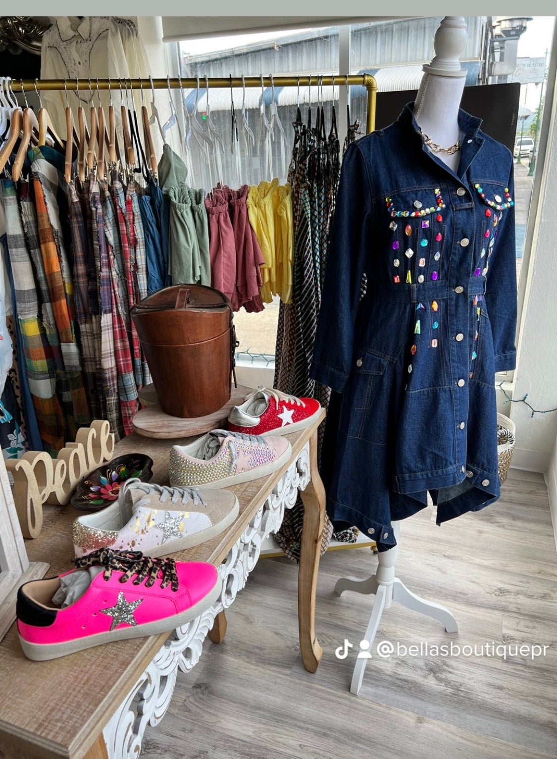 Chic Gem Asymmetrical Denim Long Sleeve Dress - Bella Boutique & Bellasbylola.com