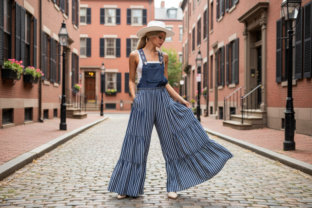 Chic Striped Jumpsuit with Wide Legs - True to size - Lleva tu size regular