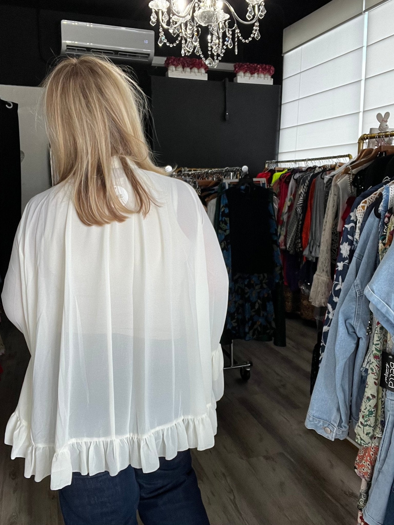 Chiffon Ruffled Boho Chic Long Sleeve Blouse (Beige or Black) - TAX INCLUDED - Bella Boutique & Bellasbylola.com