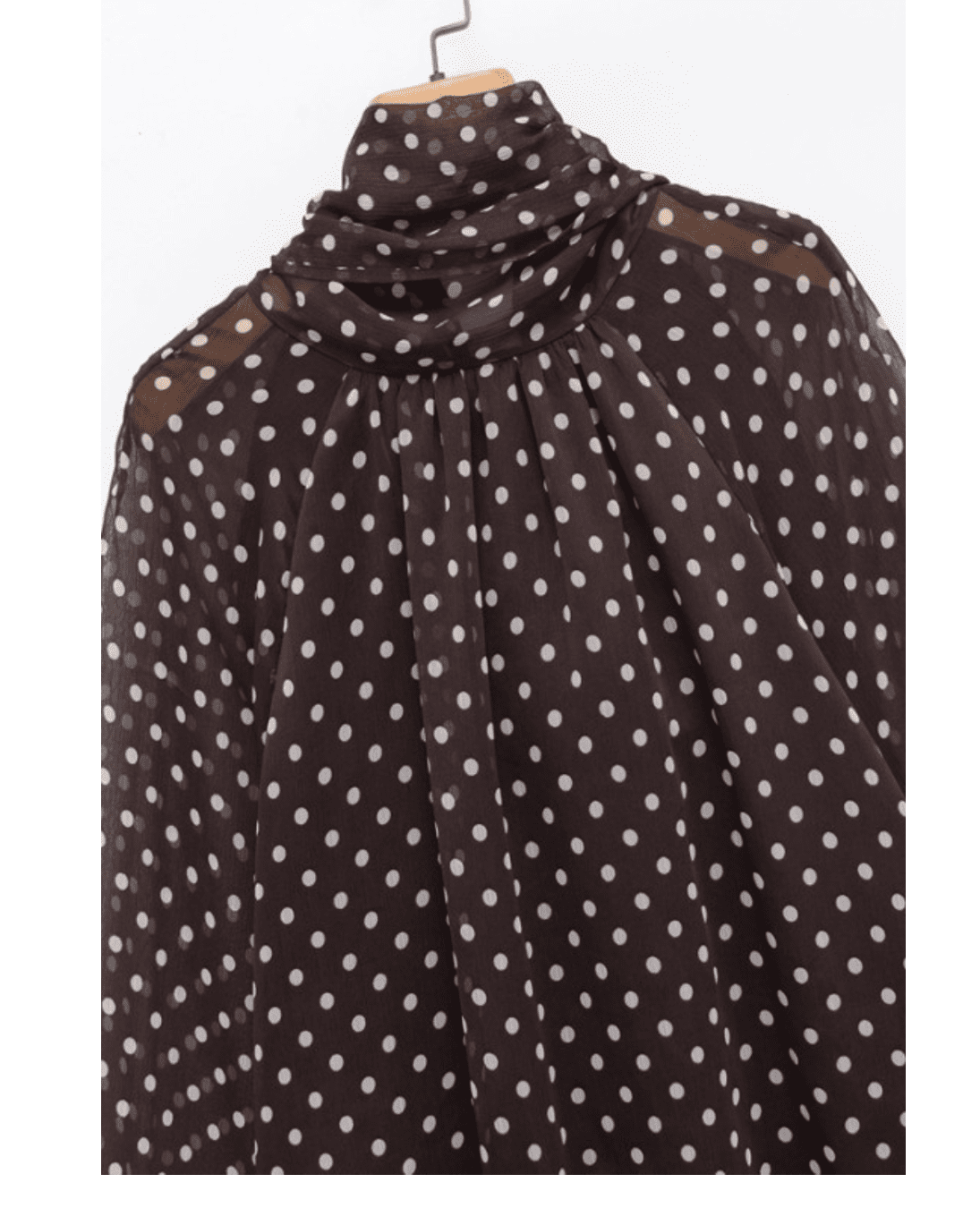 Chocolate Polka Dots Long Sleeve Bow Tie Blouse - Bella Boutique & Bellasbylola.com