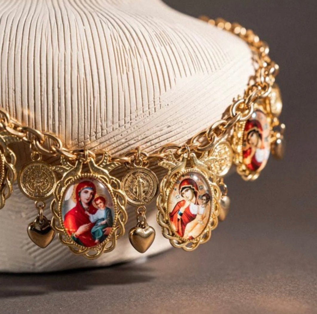Spanish Catholic Virgen María Necklace - Handmade in Málaga - Bella Boutique & Bellasbylola.com