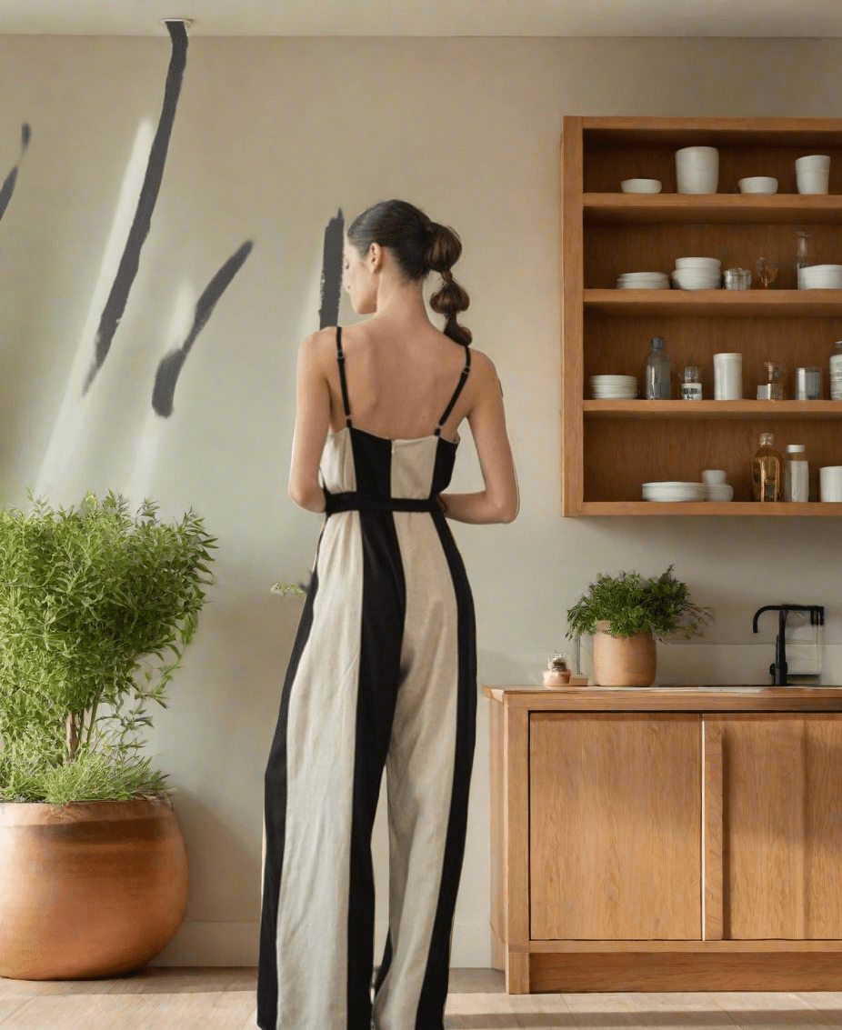 Color Block Linen Jumpsuit - New✨ - Bella Boutique & Bellasbylola.com