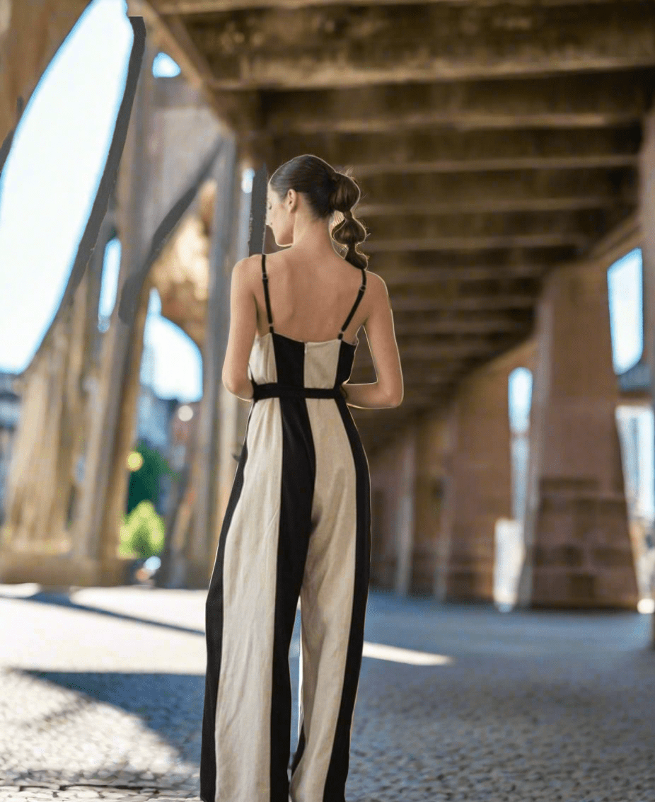 Color Block Linen Jumpsuit - New✨ - Bella Boutique & Bellasbylola.com