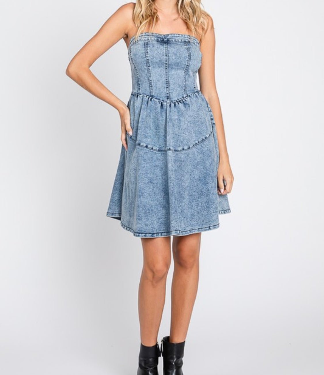 Modern Style Denim Short Dress Bella Boutique & Bellasbylola.com