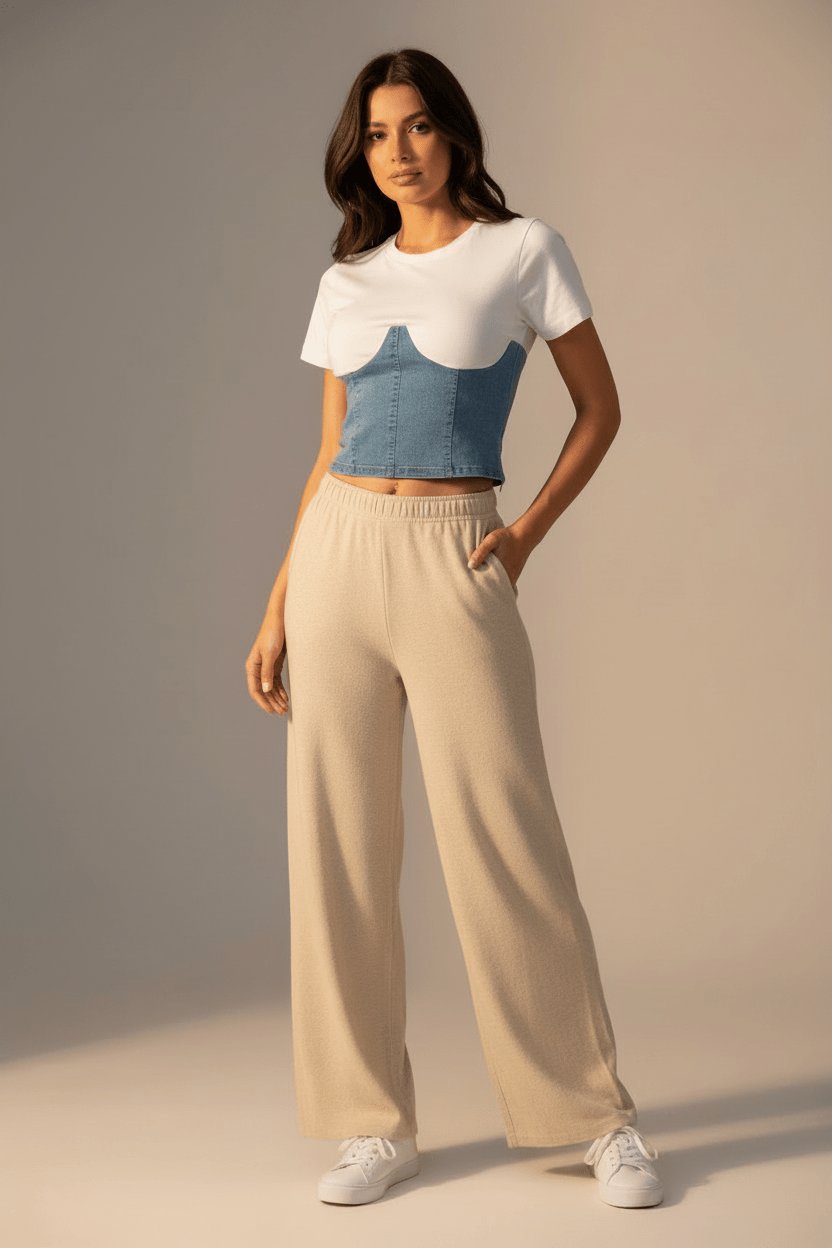 Corset Denim T-shirt (light & dark denim) - BELLASBYLOLA.COM