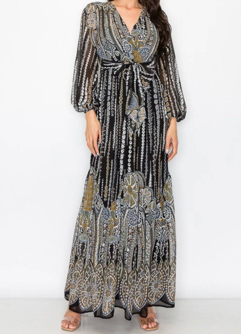Print Maxi Dress - True to Size - 100% Polyester - Bella Boutique & Bellasbylola.com