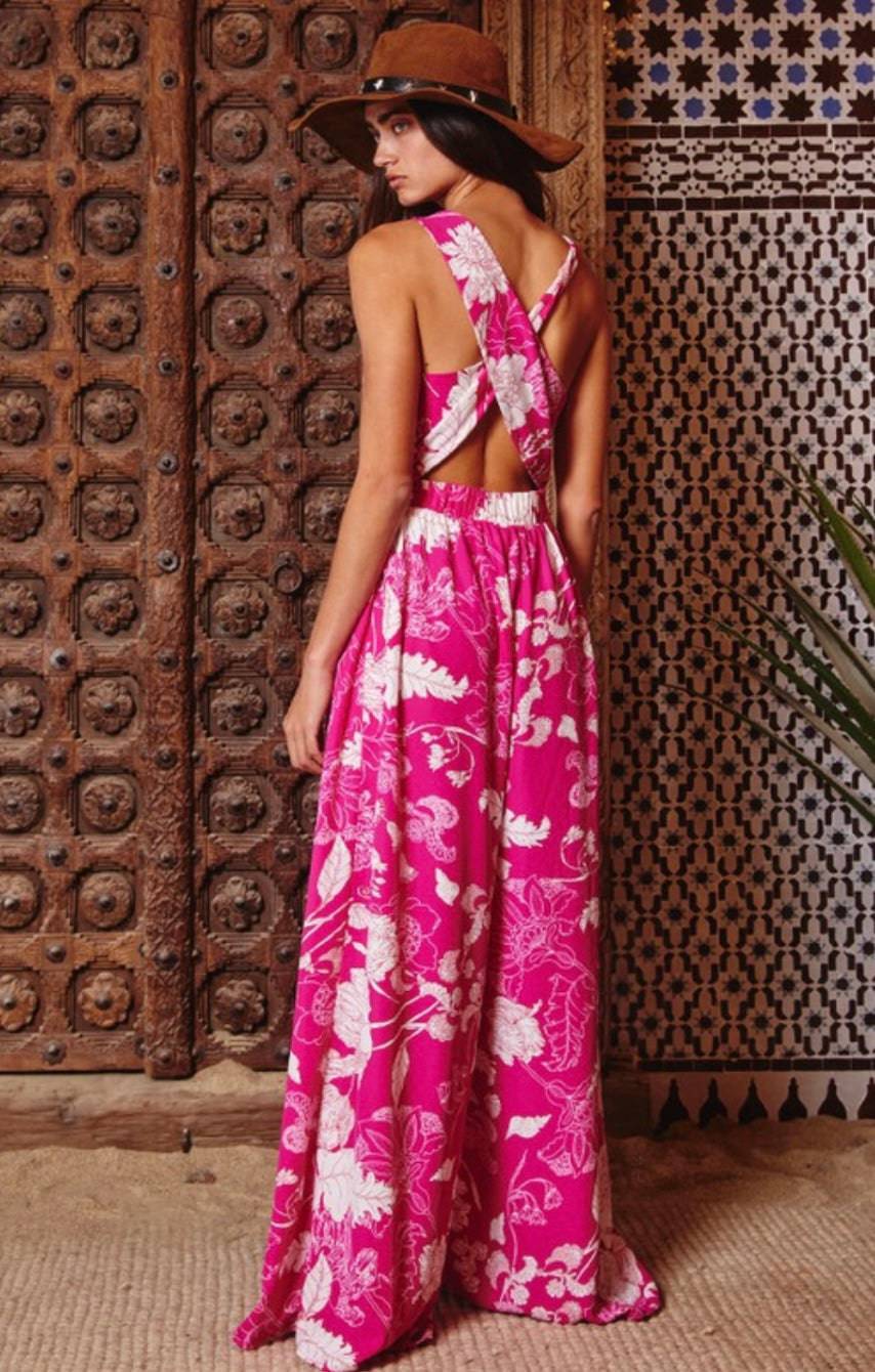 Cross Over The Open Back Wide Leg Jumpsuit - Bella Boutique & Bellasbylola.com