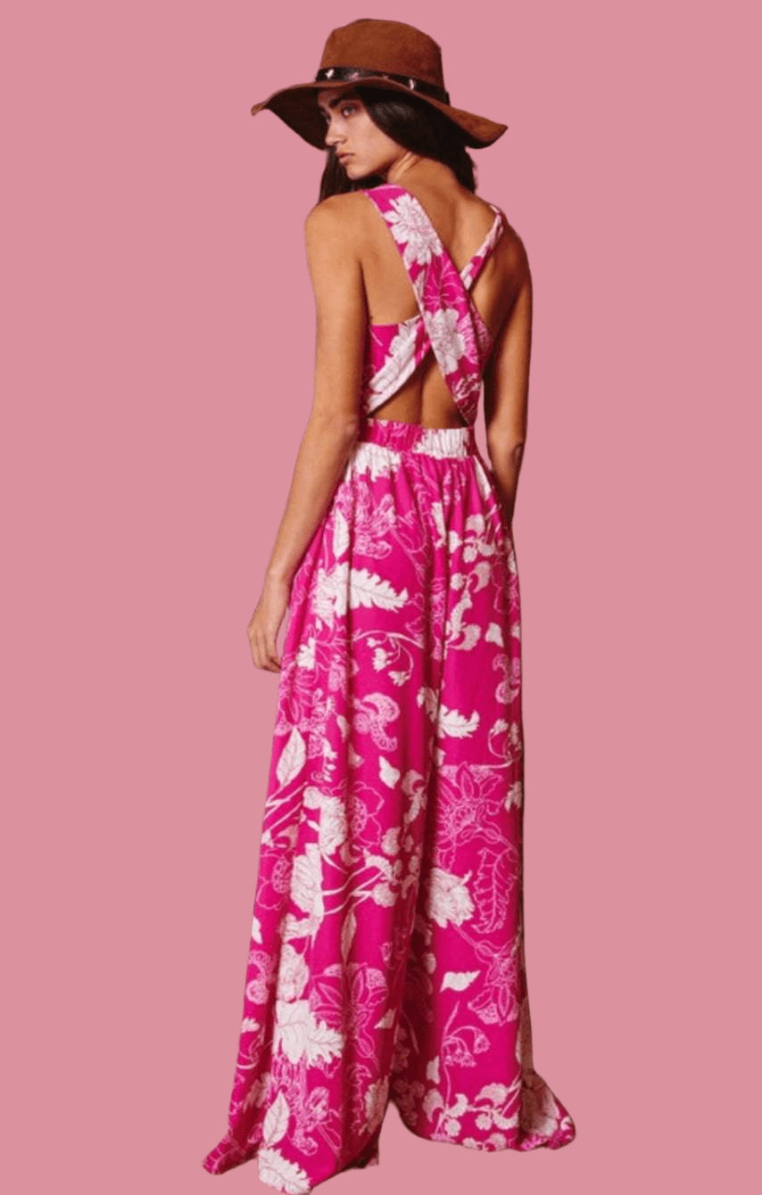 Cross Over The Open Back Wide Leg Jumpsuit - Bella Boutique & Bellasbylola.com