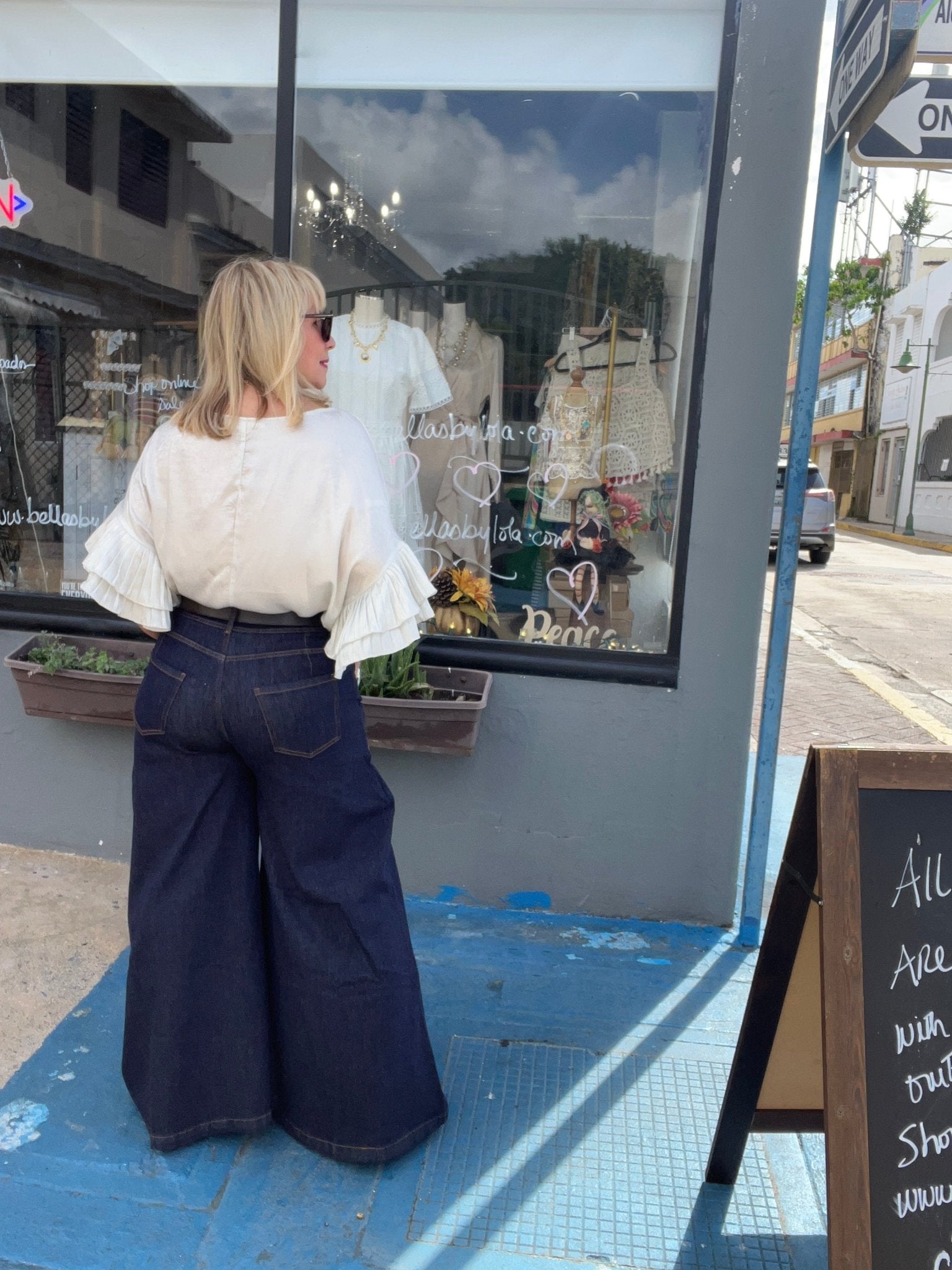Dark Denim Palazzo Jeans - Wide Leg Available In Store & Online π - Bella Boutique & Bellasbylola.com