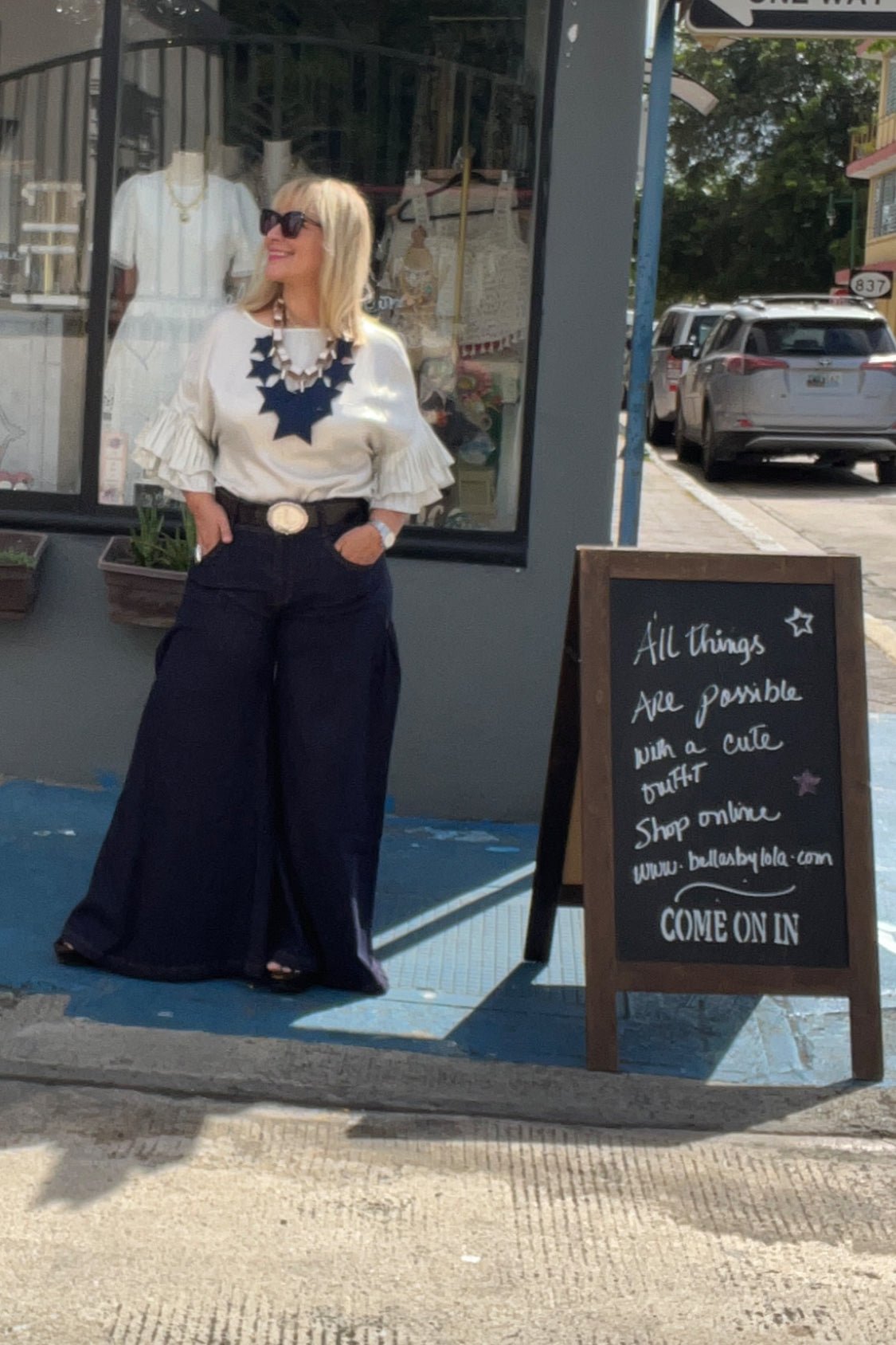 Dark Denim Palazzo Jeans - Wide Leg Available In Store & Online π - Bella Boutique & Bellasbylola.com