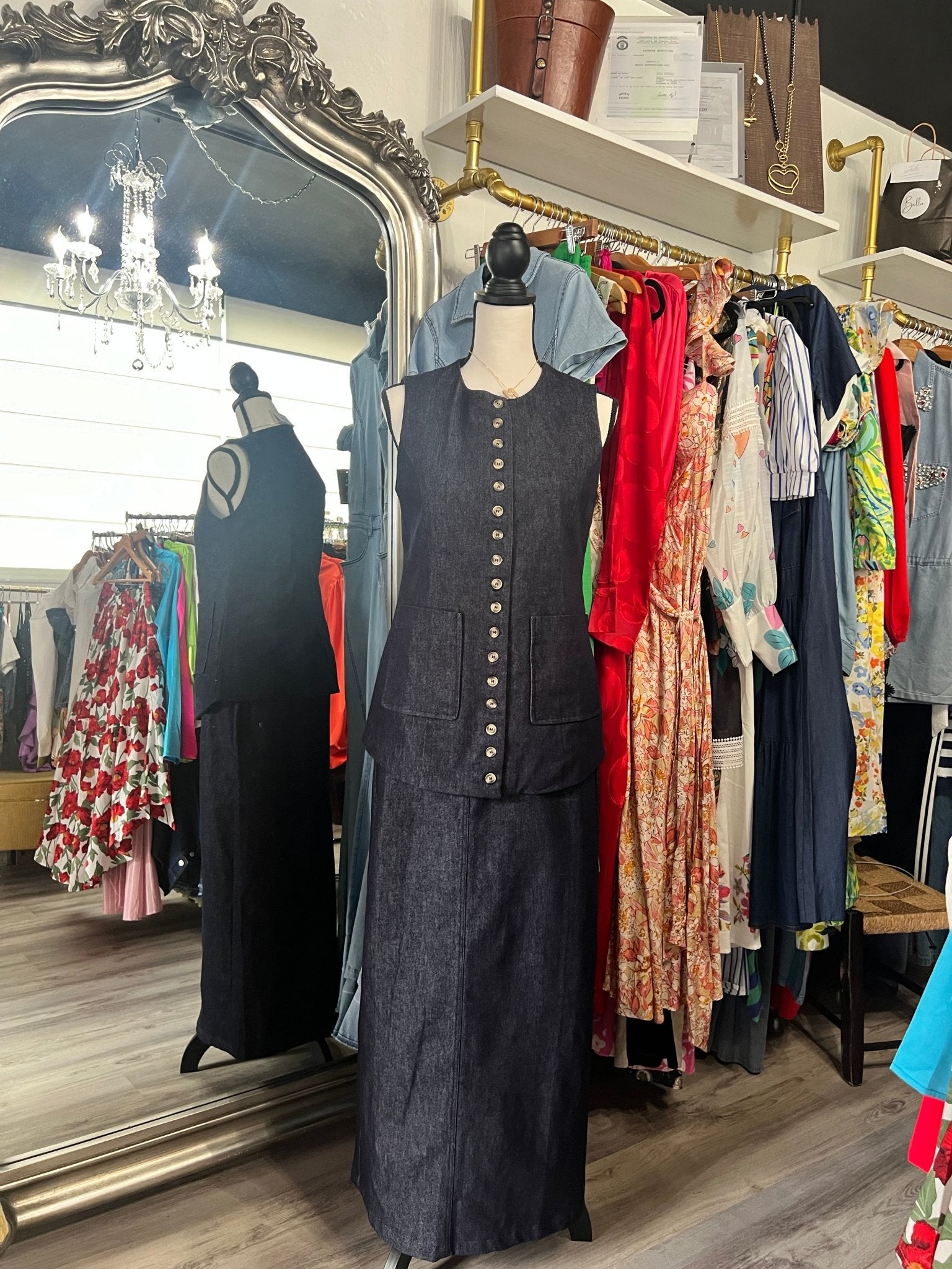 Denim Back Slit Maxi Skirt - New 🌟 - Bella Boutique & Bellasbylola.com