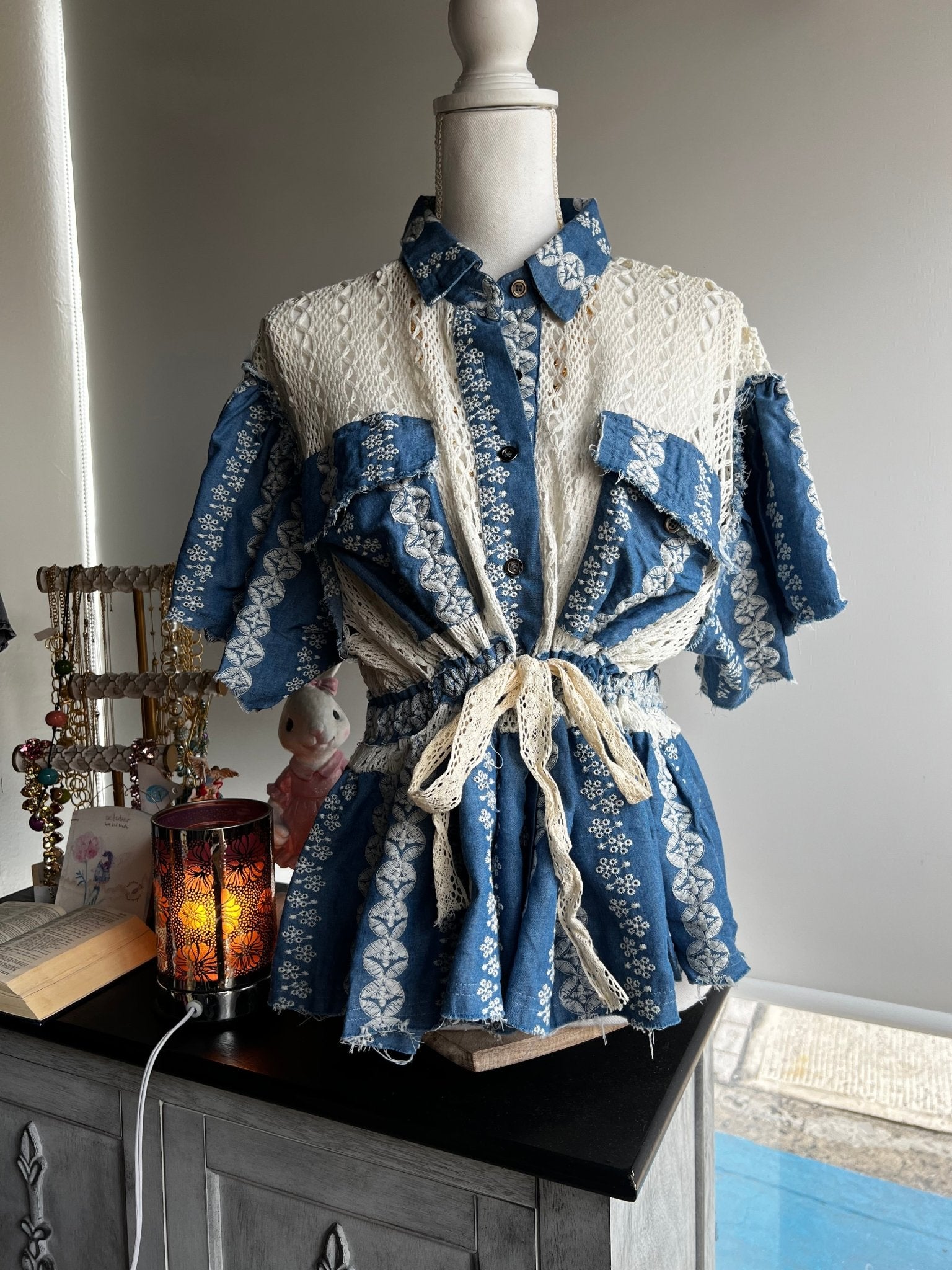 Stylish Denim Embroidered Peplum Top - A Wardrobe Essential! - Bella Boutique & Bellasbylola.com