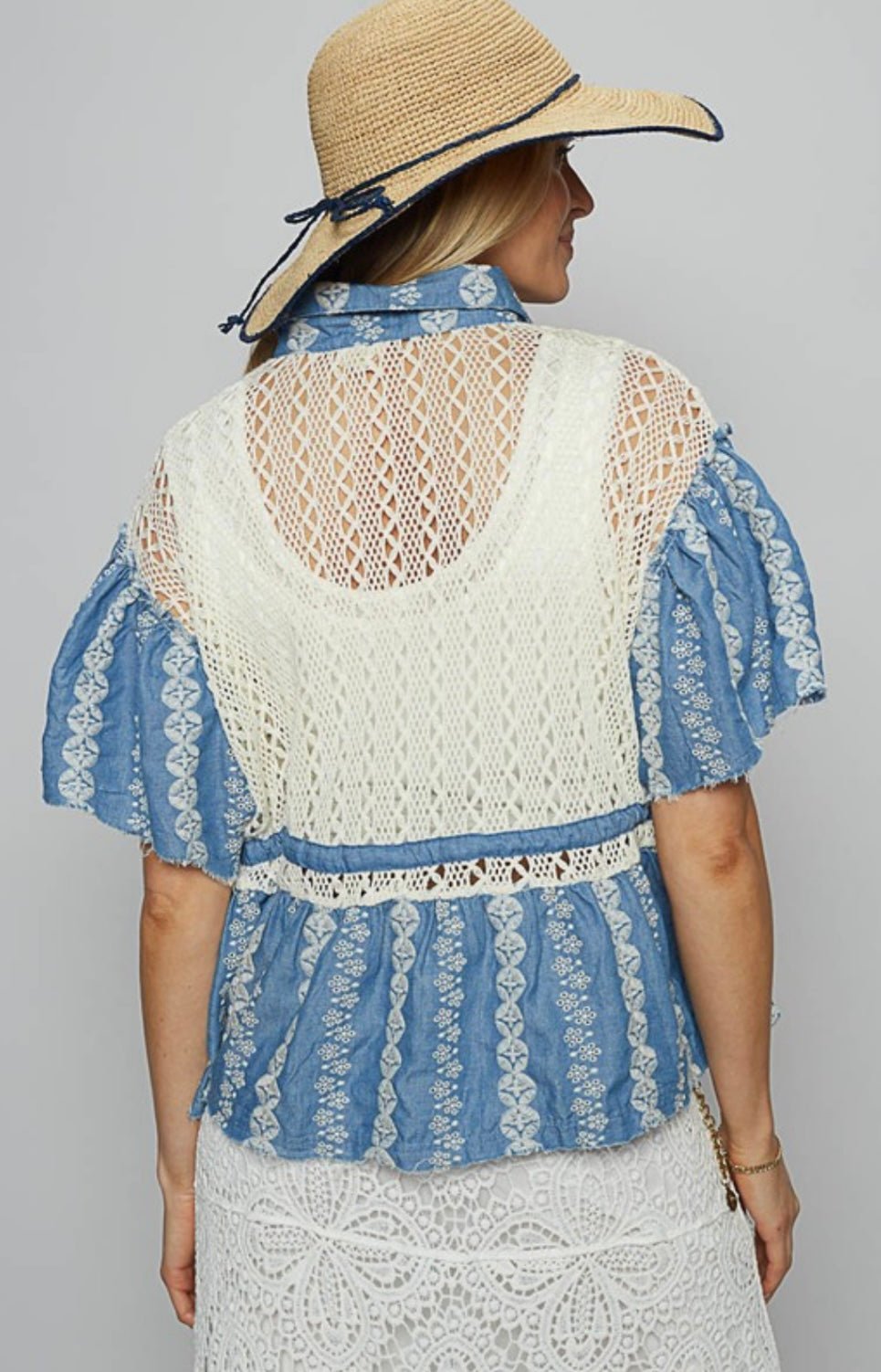 Stylish Denim Embroidered Peplum Top - A Wardrobe Essential! - Bella Boutique & Bellasbylola.com
