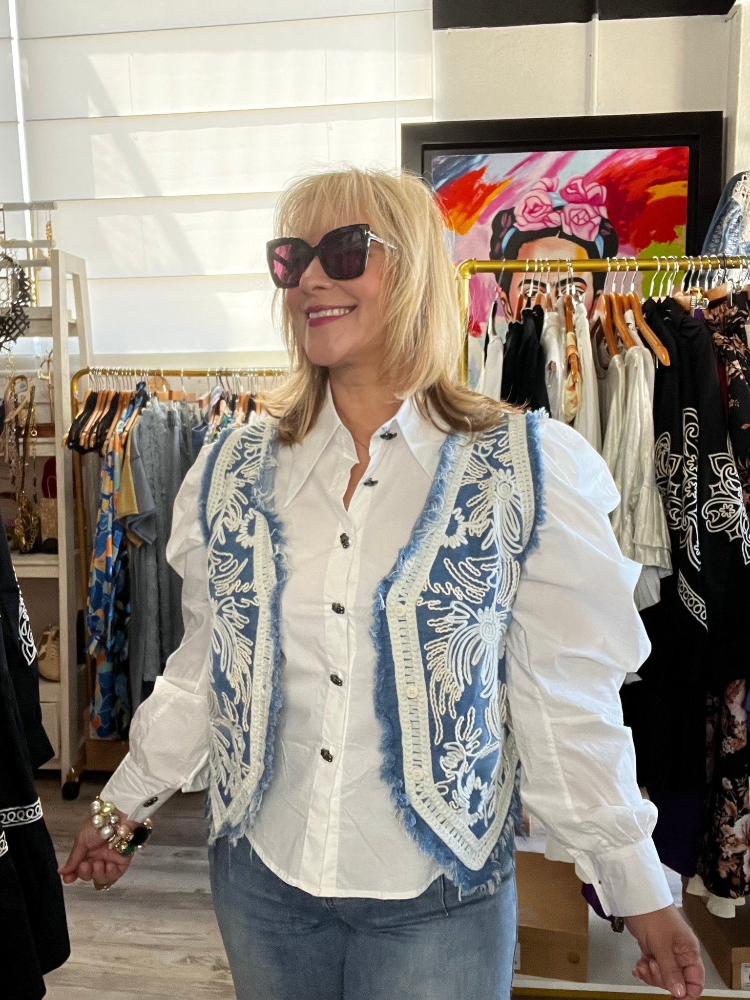Stylish Denim Embroidered Vest - Elevate Your Fashion Game! - Bella Boutique & Bellasbylola.com