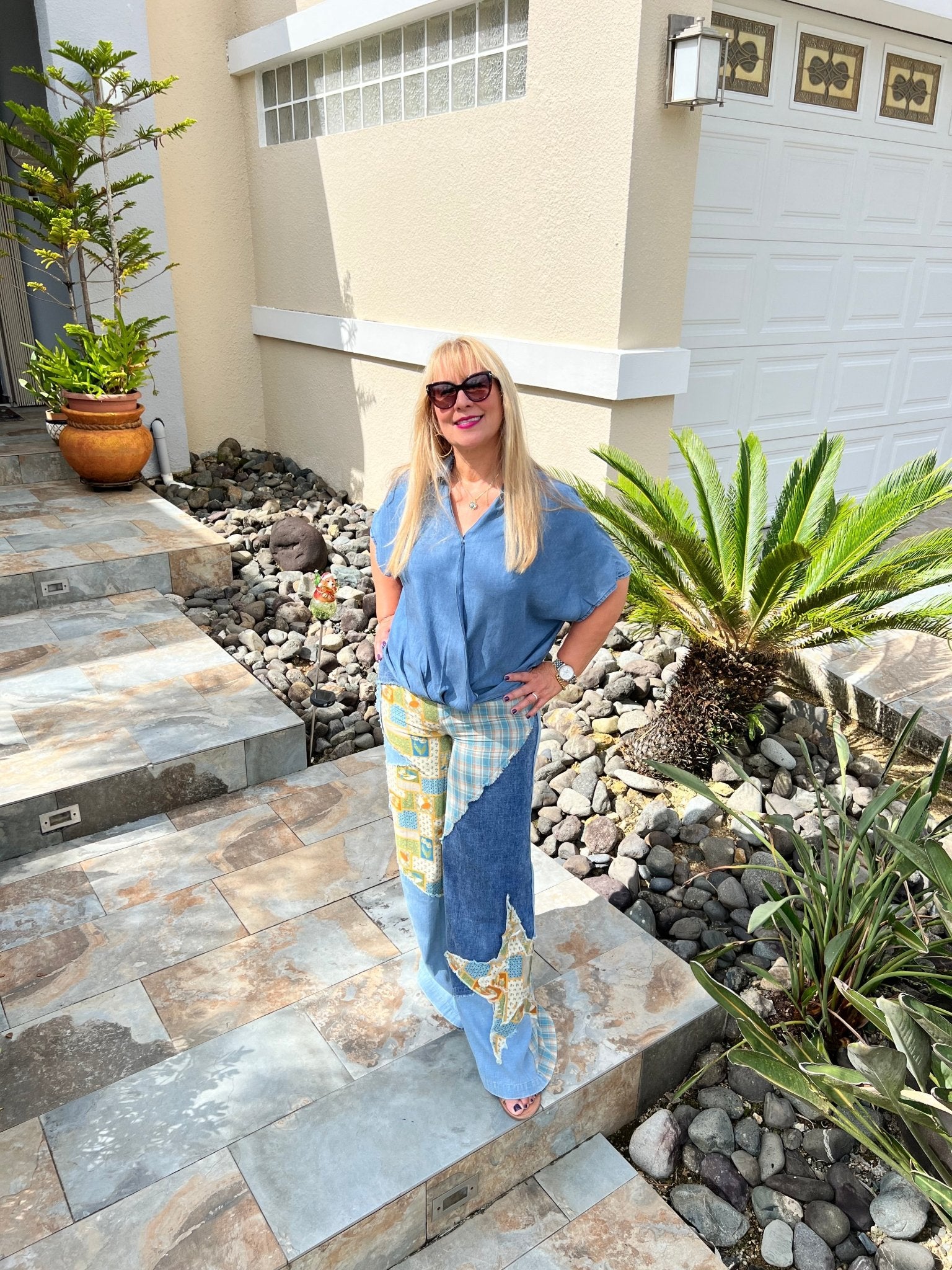 Denim Flowy blouse - New π - In Store & Online - Bella Boutique & Bellasbylola.com