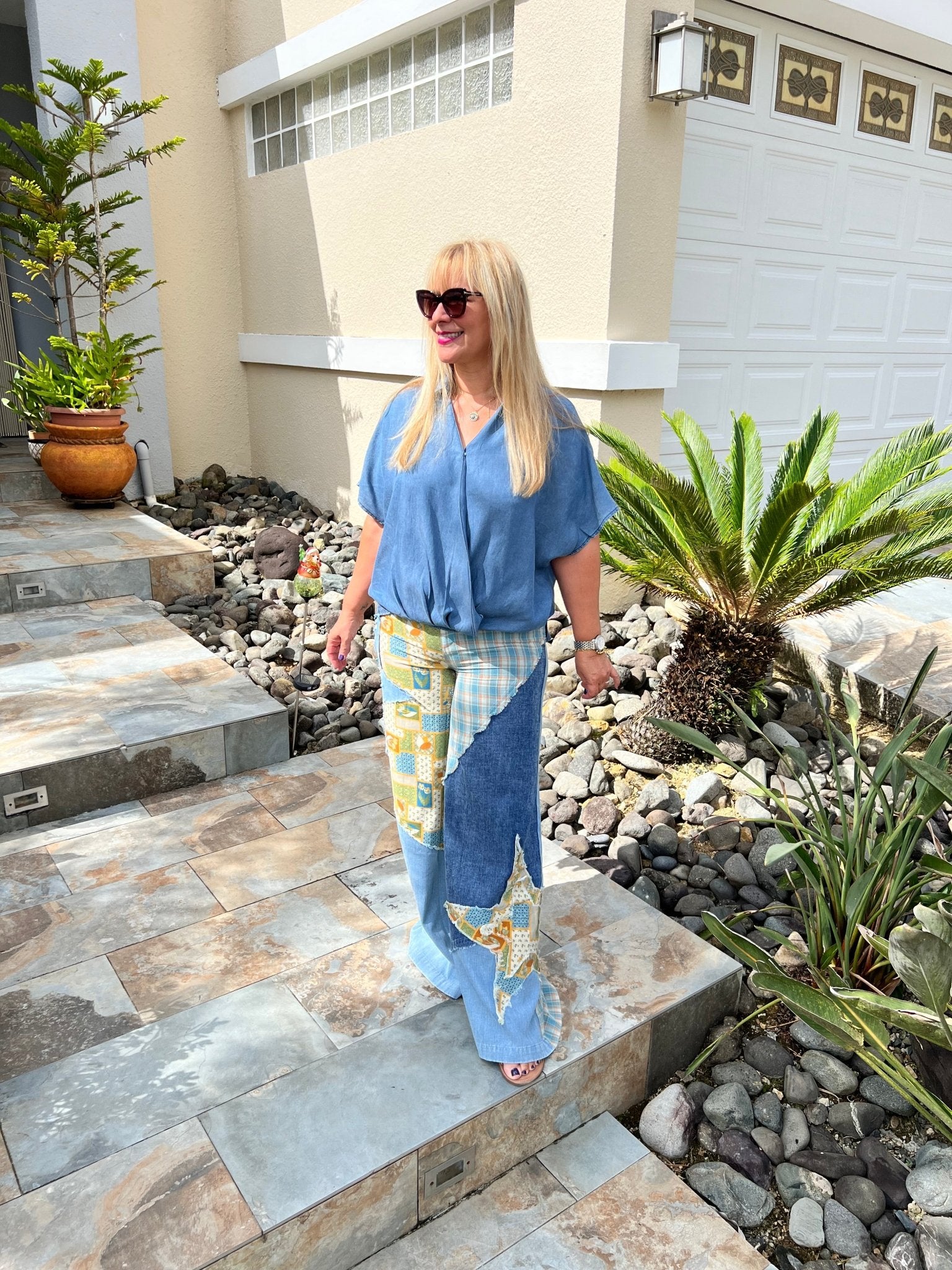 Denim Flowy blouse - New π - In Store & Online - Bella Boutique & Bellasbylola.com