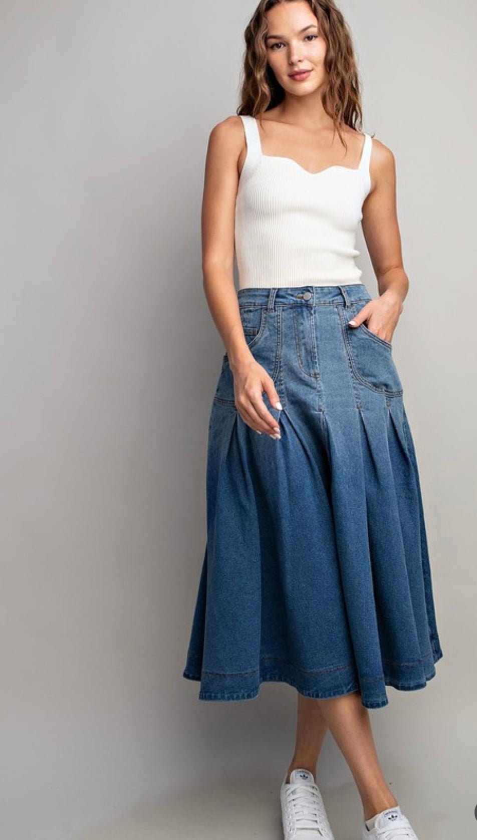 Denim Midi Skirt - Bella Boutique & Bellasbylola.com