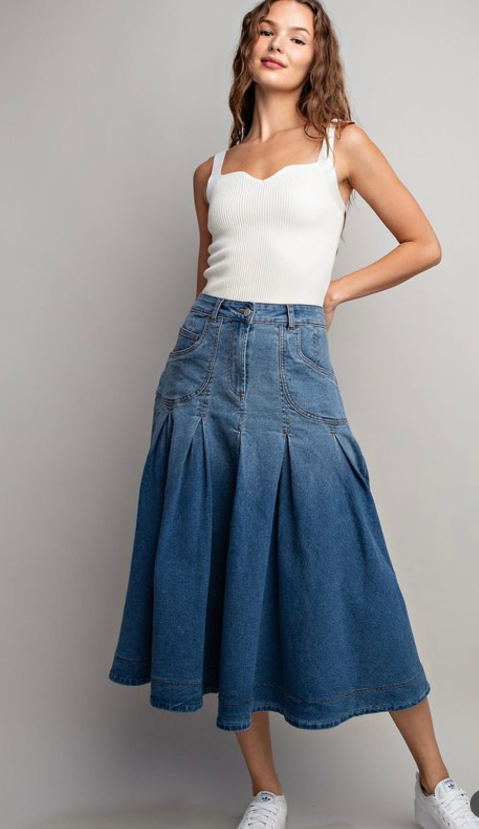 Denim Midi Skirt - Bella Boutique & Bellasbylola.com
