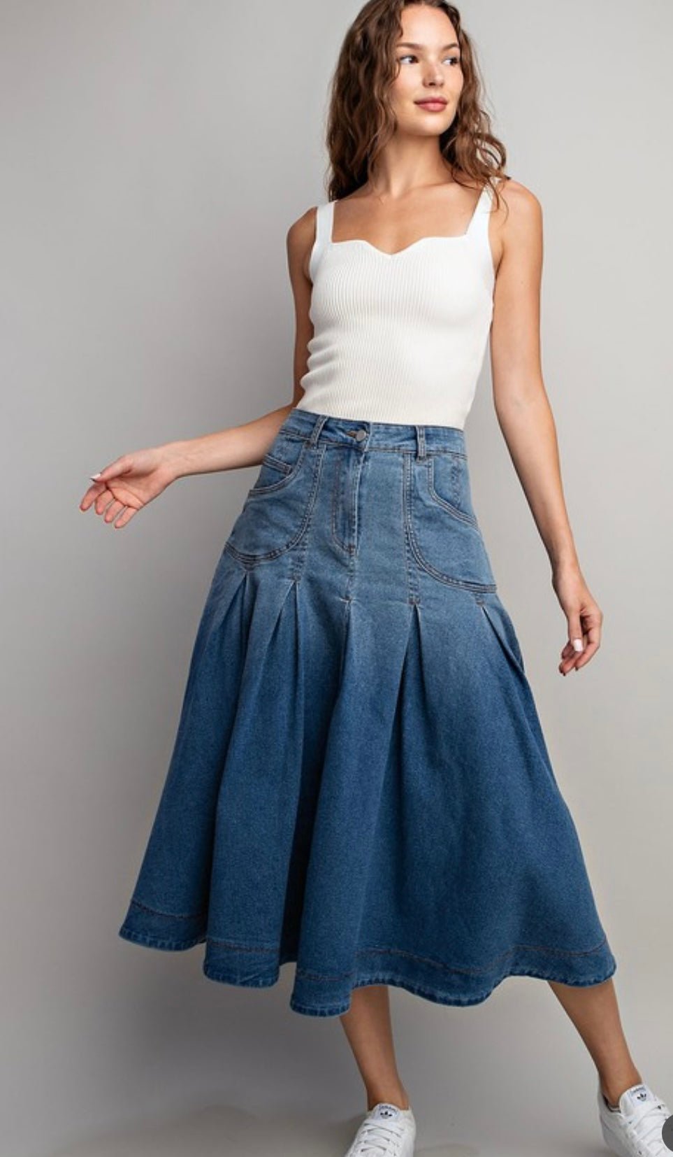 Denim Midi Skirt - Bella Boutique & Bellasbylola.com
