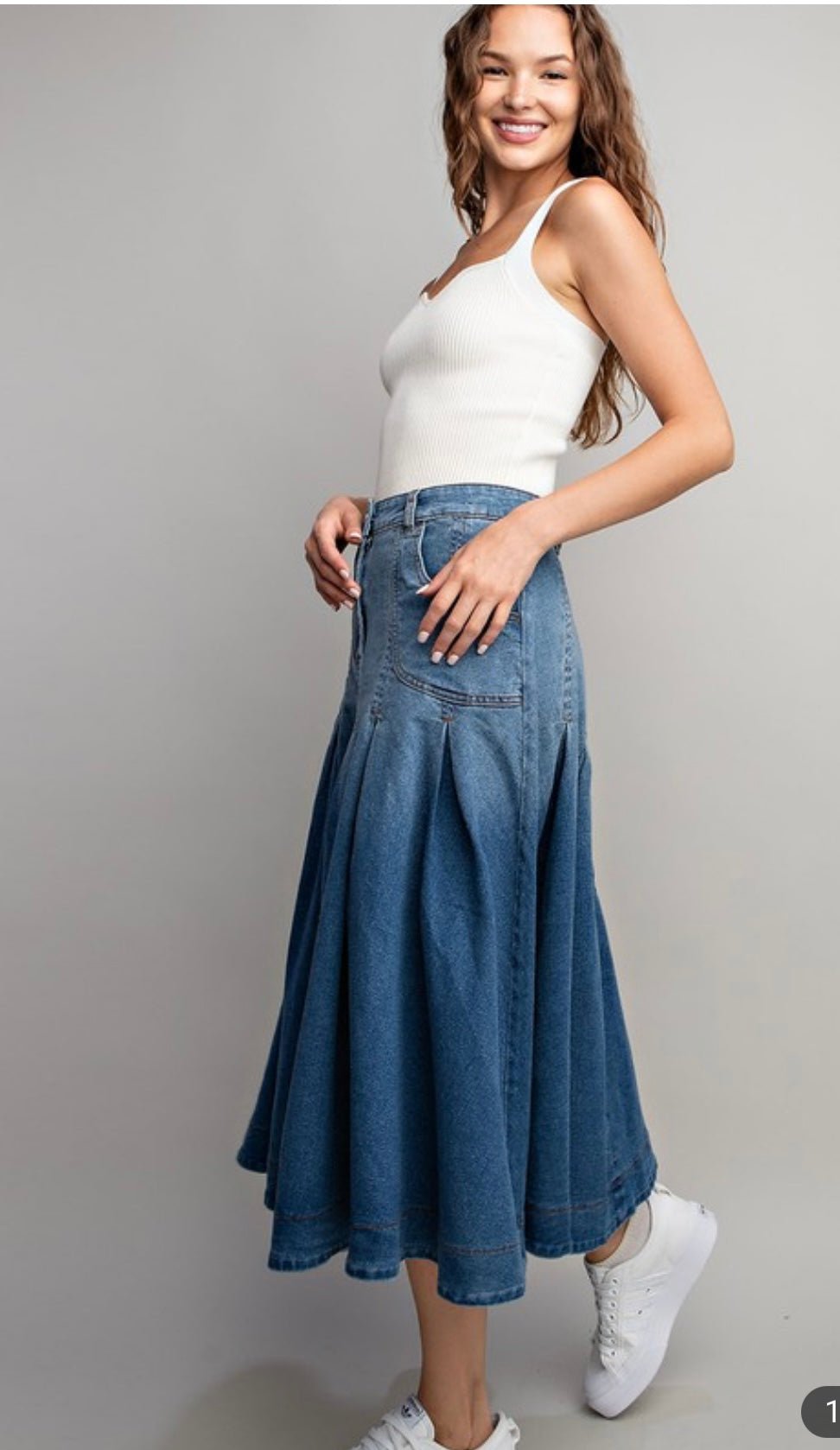 Denim Midi Skirt - Bella Boutique & Bellasbylola.com