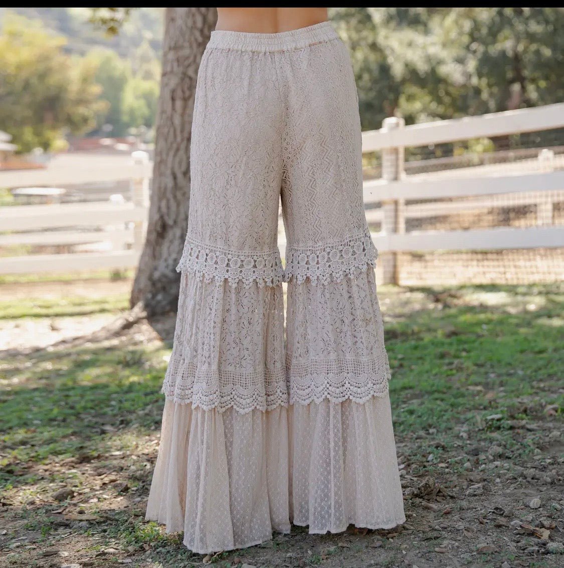Desert Dream Boho Dream Cloud Pant Tiered Lace & Net Trim - Bella & Bellasbylola.com