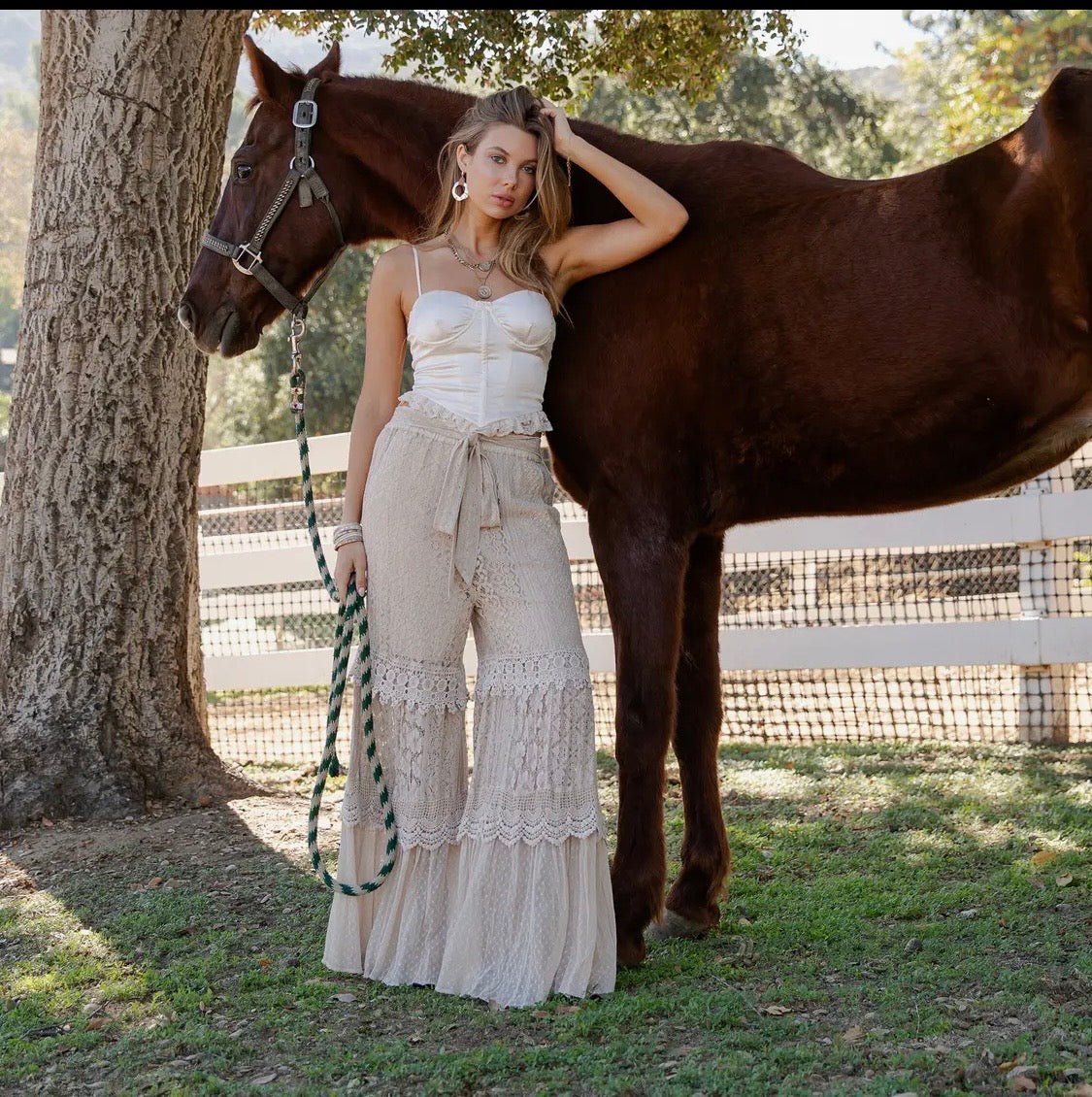 Desert Dream Boho Dream Cloud Pant Tiered Lace & Net Trim - Bella & Bellasbylola.com