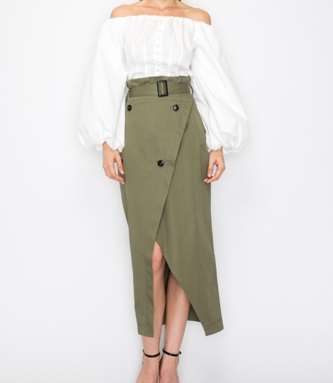 Drawstring 3/4 sleeve Off shoulder Top - Bella Boutique & Bellasbylola.com