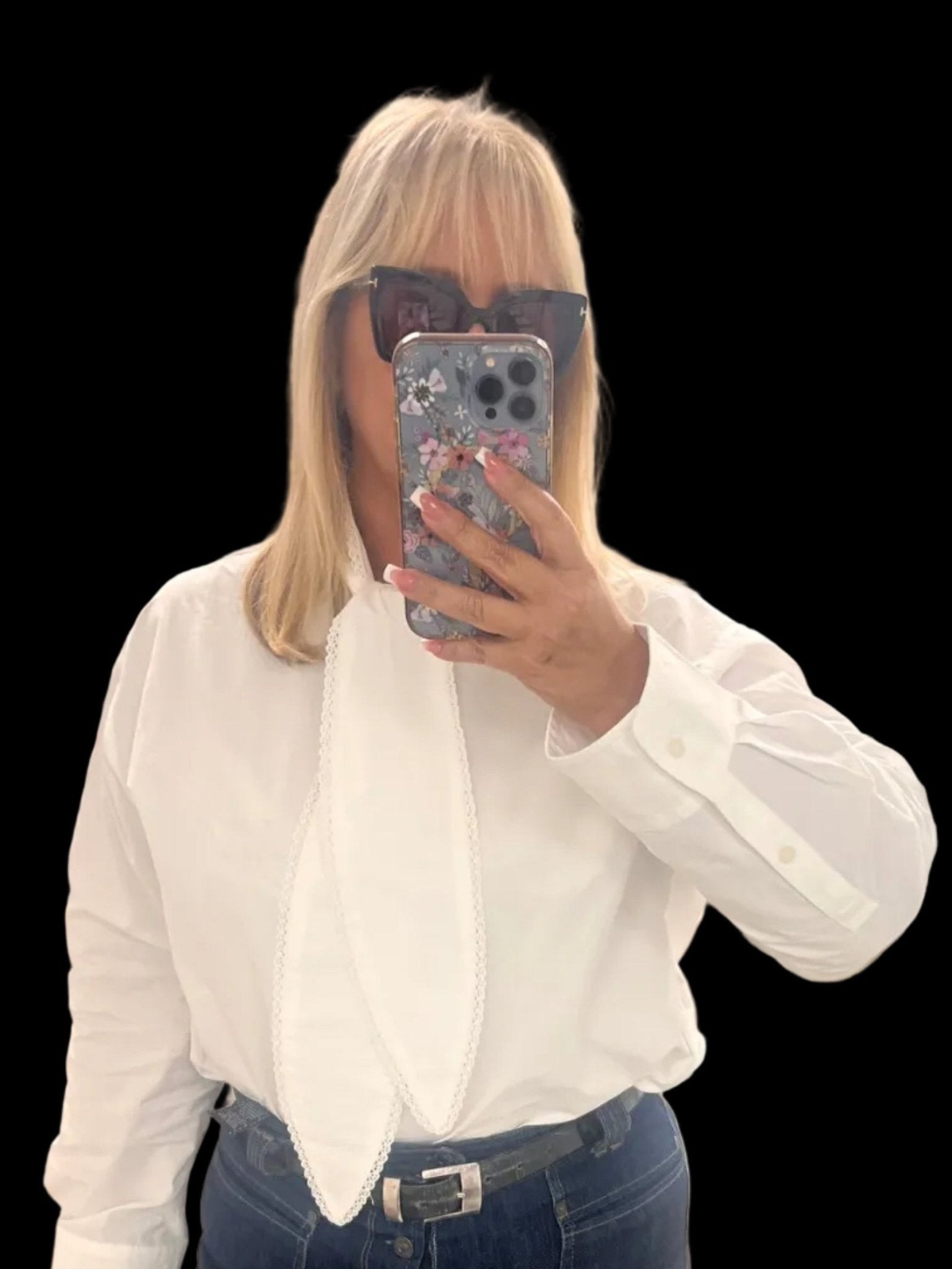 Elegant White Blouse with Oversized Fit and Front Tie Detail - New✨ - Bella Boutique & Bellasbylola.com