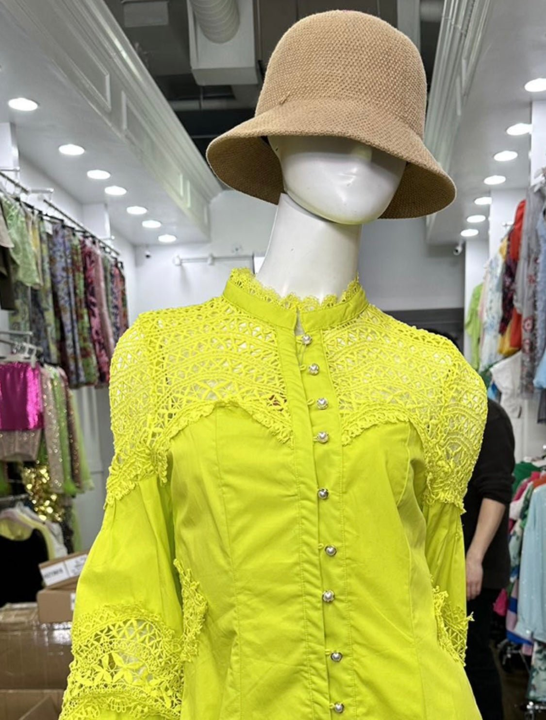 Chartreuse Lace Blouse: Elegant & Stylish - Bella Boutique & Bellasbylola.com