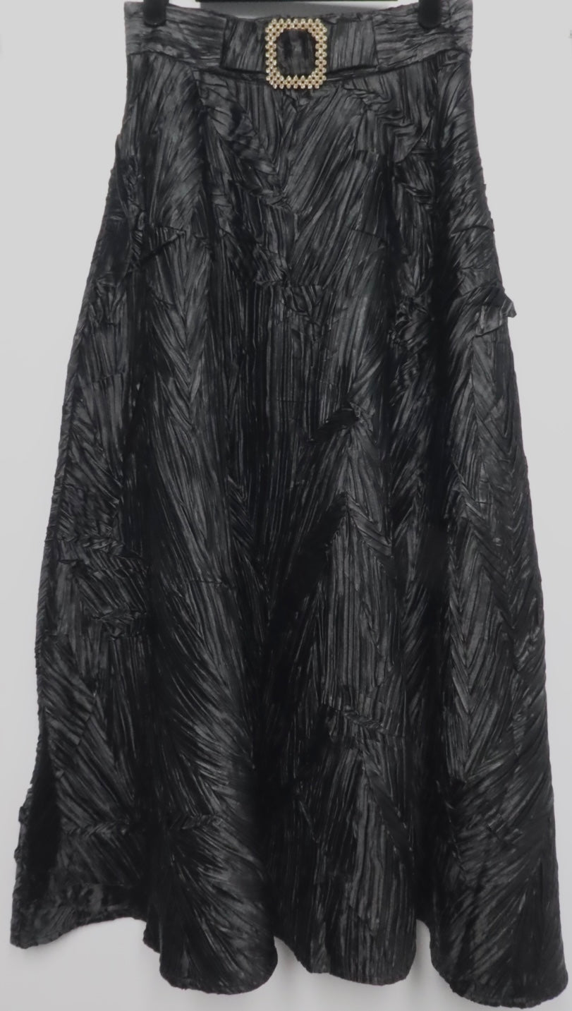 Emerald Taffeta Midi Skirt with Waist Embellishment - Premium Collection - Bella Boutique & Bellasbylola.com