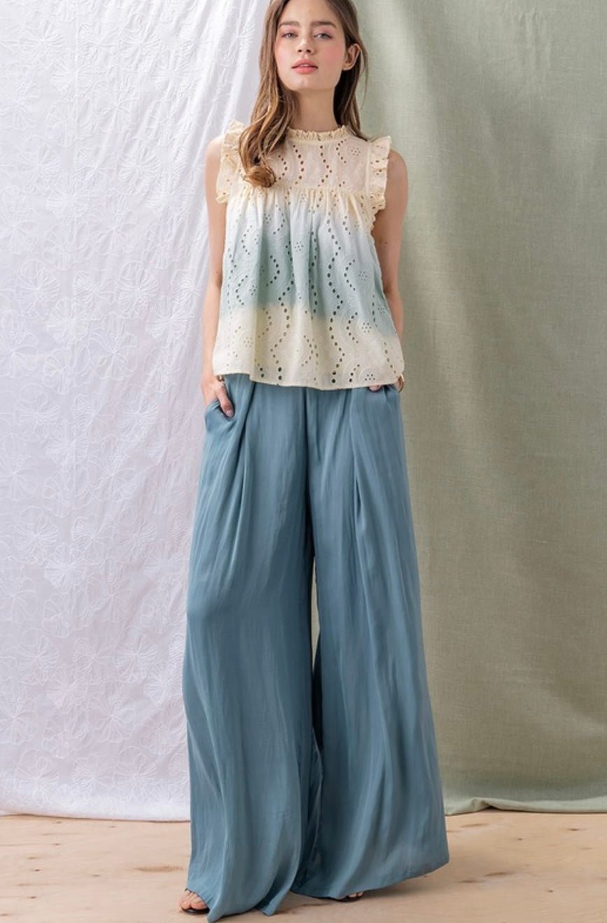 Teal Eyelet Babydoll Top: Elegant and Unique Style for Any Occasion - Bella Boutique & Bellasbylola.com