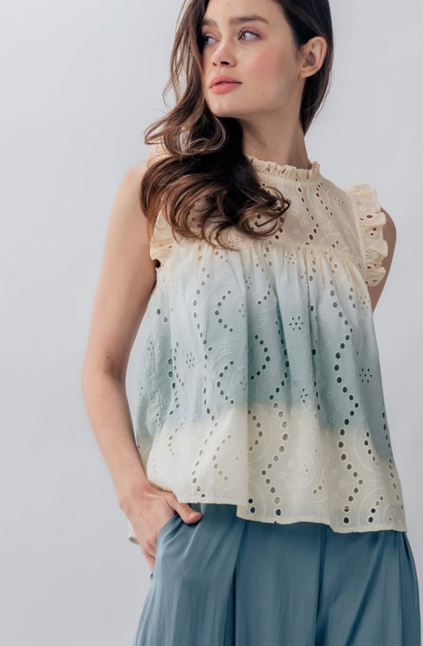 Teal Eyelet Babydoll Top: Elegant and Unique Style for Any Occasion - Bella Boutique & Bellasbylola.com