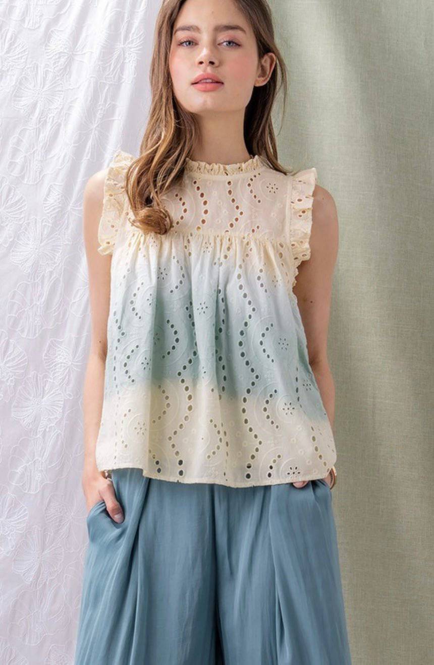 Teal Eyelet Babydoll Top: Elegant and Unique Style for Any Occasion - Bella Boutique & Bellasbylola.com