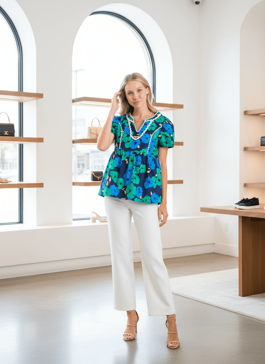 Floral Lace Trim Top - New CollectionπΈ - Bella Boutique & Bellasbylola.com