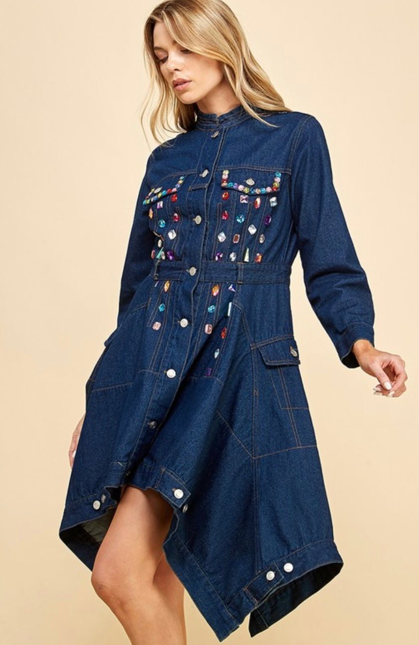 Chic Gem Asymmetrical Mini Dress - Bella Boutique & Bellasbylola.com