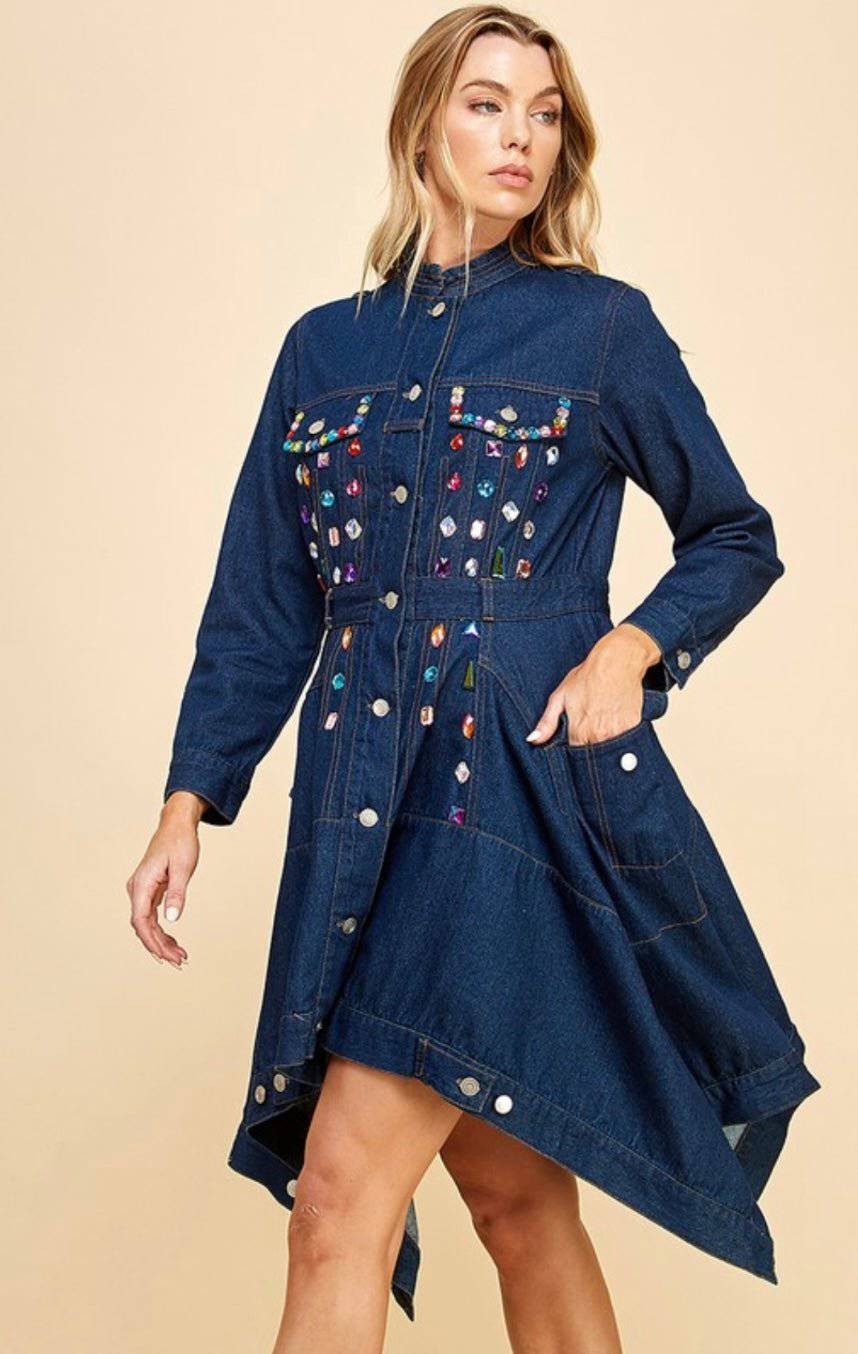 Chic Gem Asymmetrical Mini Dress - Bella Boutique & Bellasbylola.com