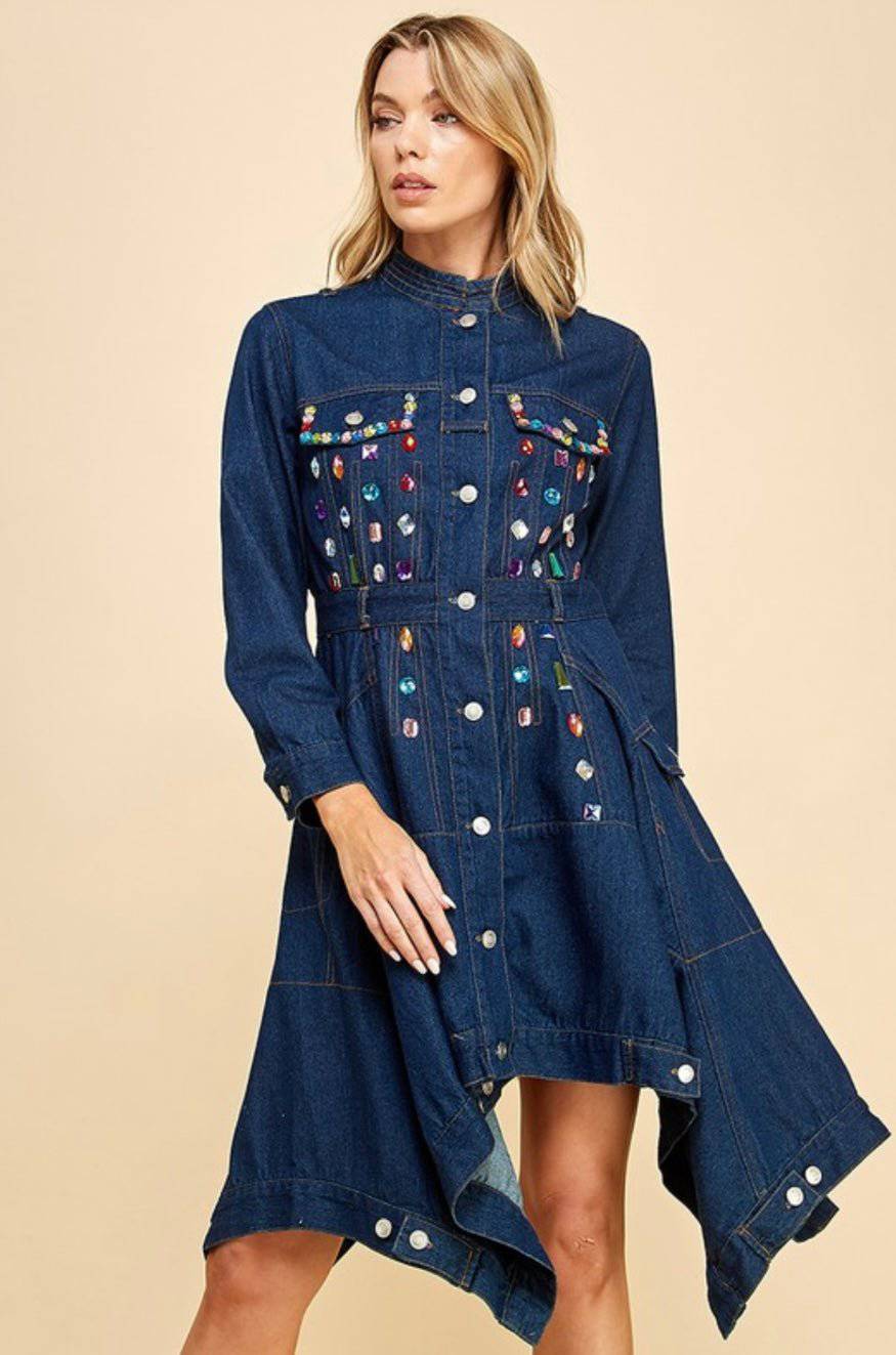 Chic Gem Asymmetrical Mini Dress - Bella Boutique & Bellasbylola.com