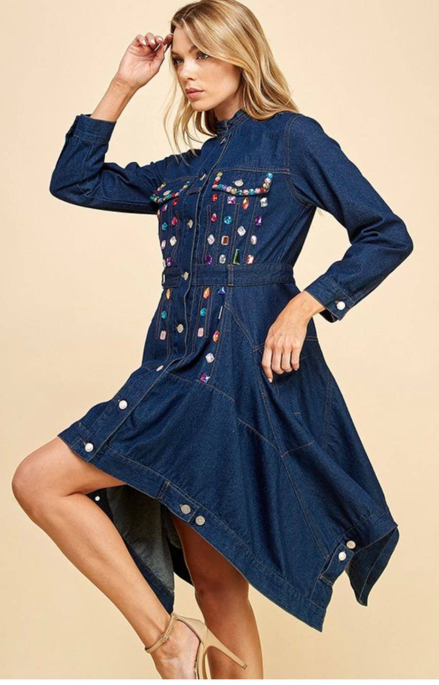 Chic Gem Asymmetrical Mini Dress - Bella Boutique & Bellasbylola.com