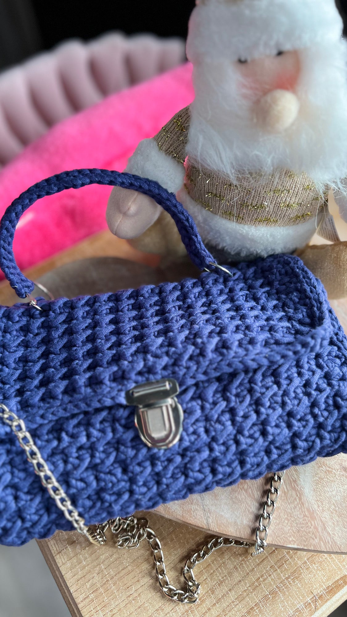 Blue Crochet Handbag - Handmade - Bella Boutique & Bellasbylola.com