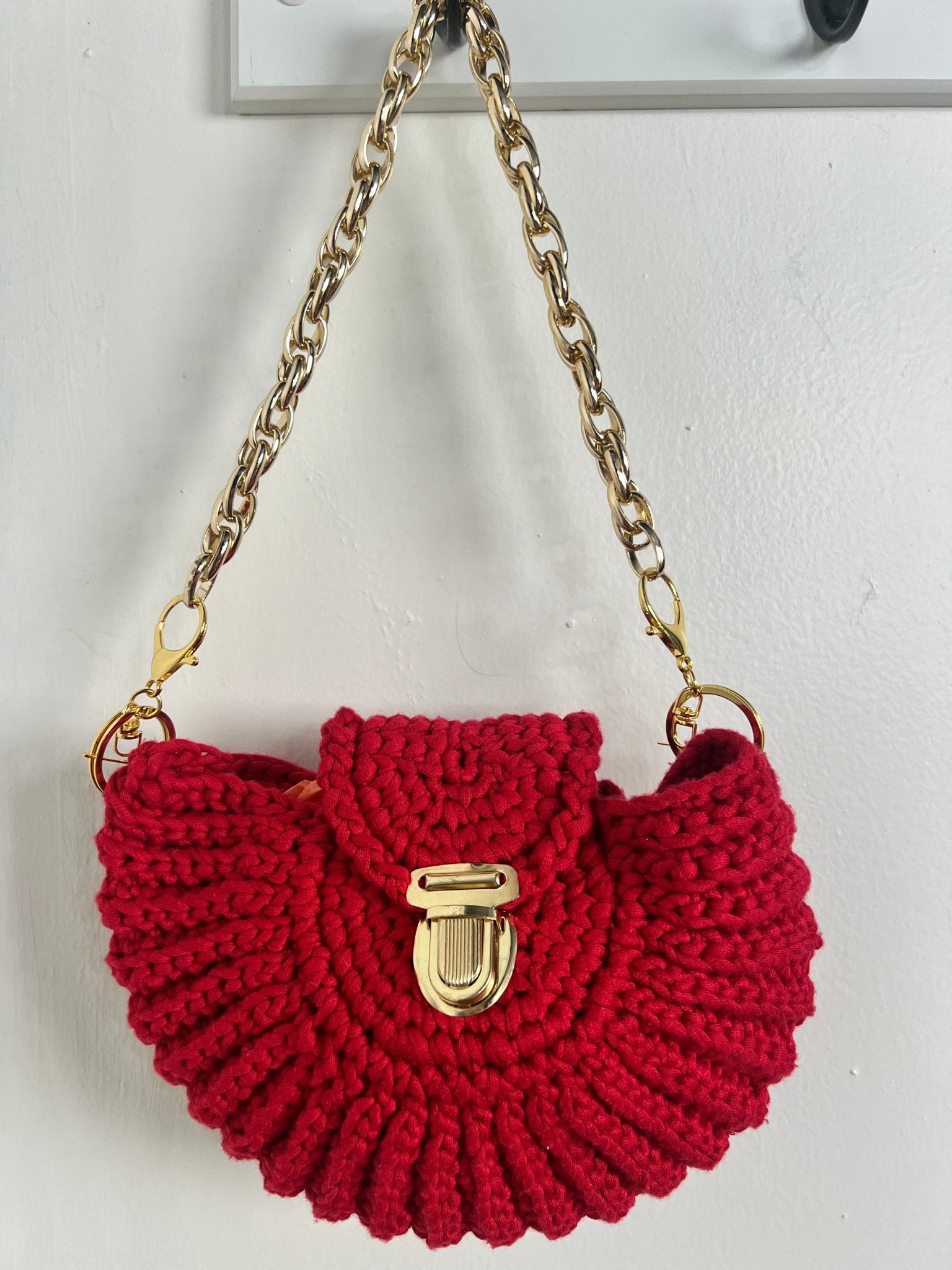 Red Color Handmade Crochet Bag - Bella Boutique & Bellasbylola.com