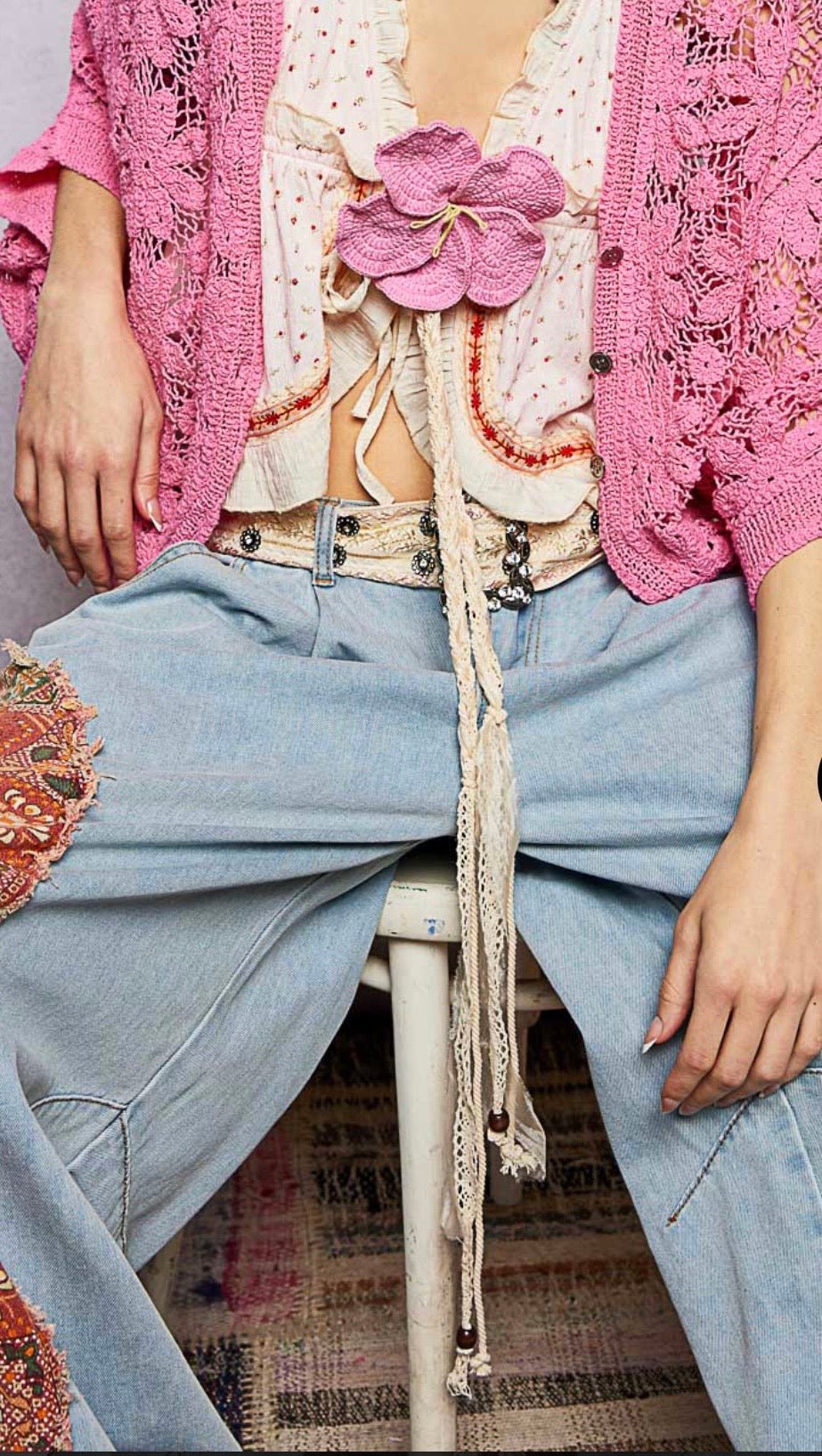Crochet Flower Belt - Handcrafted Accessory - Bella Boutique & Bellasbylola.com