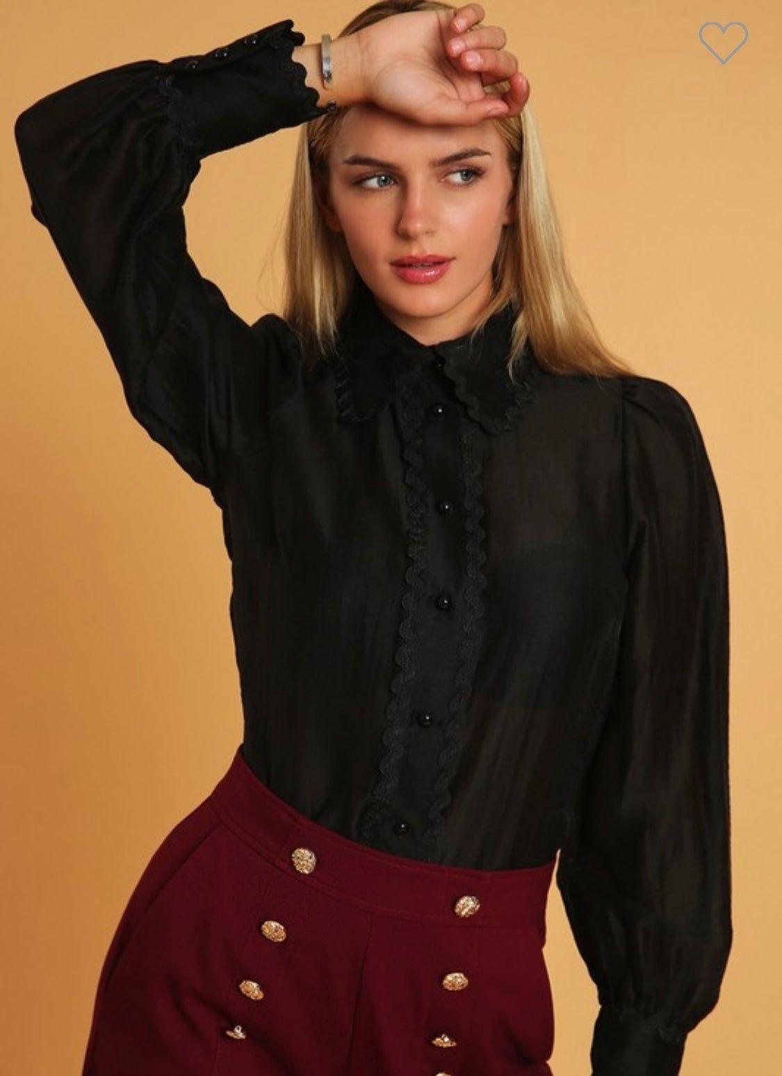 High Tie Ric - Rac Long Sleeve Top - Bella Boutique & Bellasbylola.com