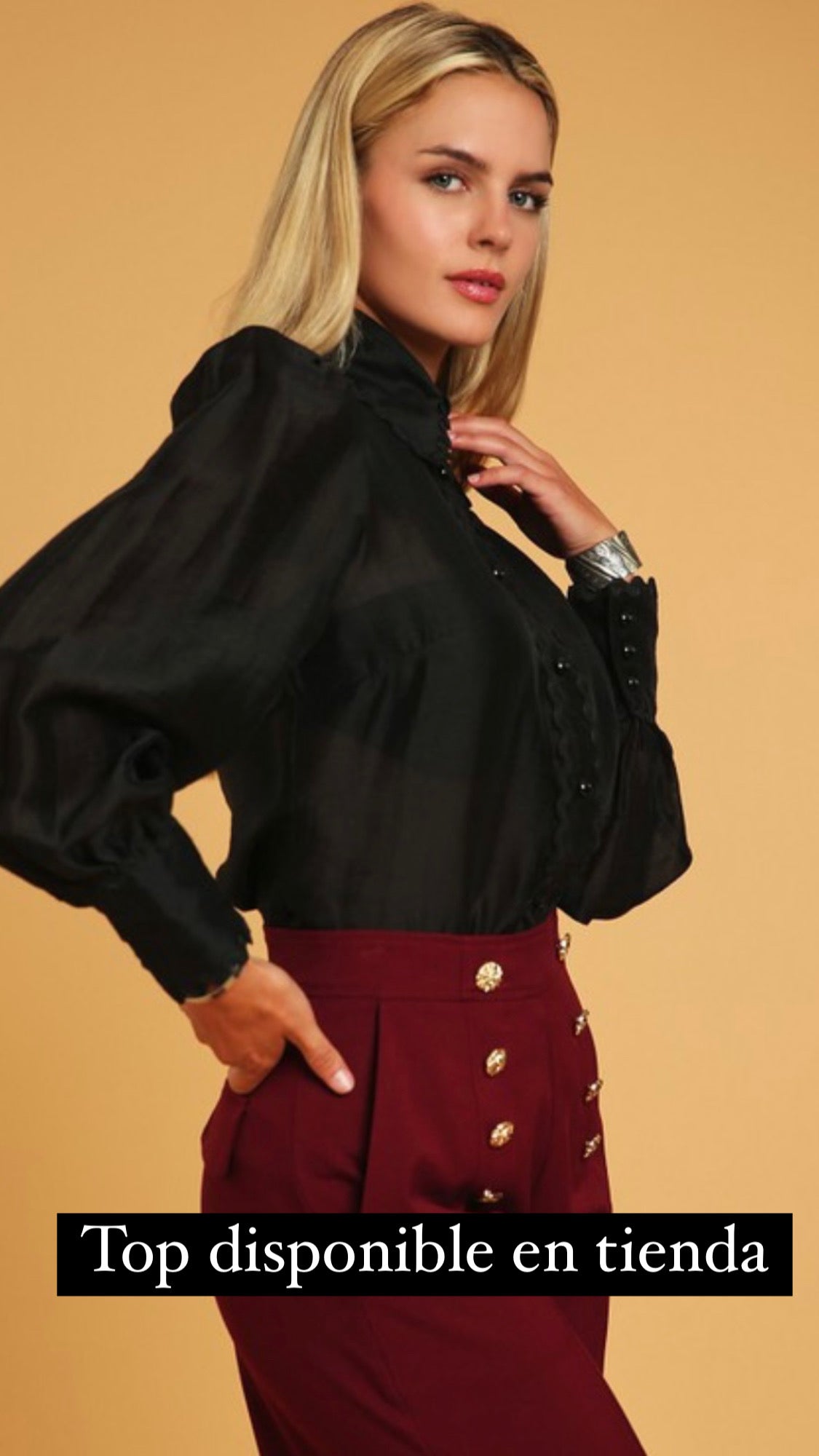 Lace Detail Tie Neck Top with Ric Rac Trim & Long Sleeves - Bella Boutique & Bellasbylola.com