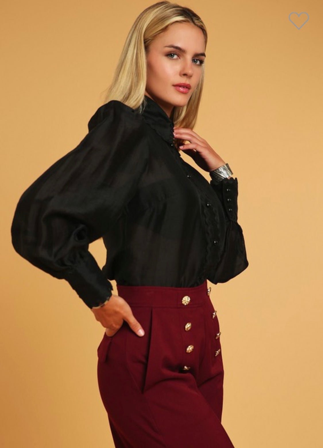 High Tie Ric - Rac Long Sleeve Top - Bella Boutique & Bellasbylola.com