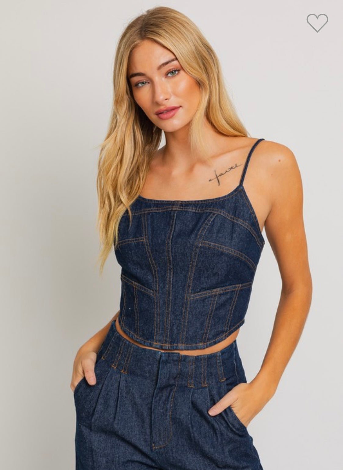 Indigo High Waisted Denim Set - Top & Pantalón - Bella Boutique & Bellasbylola.com