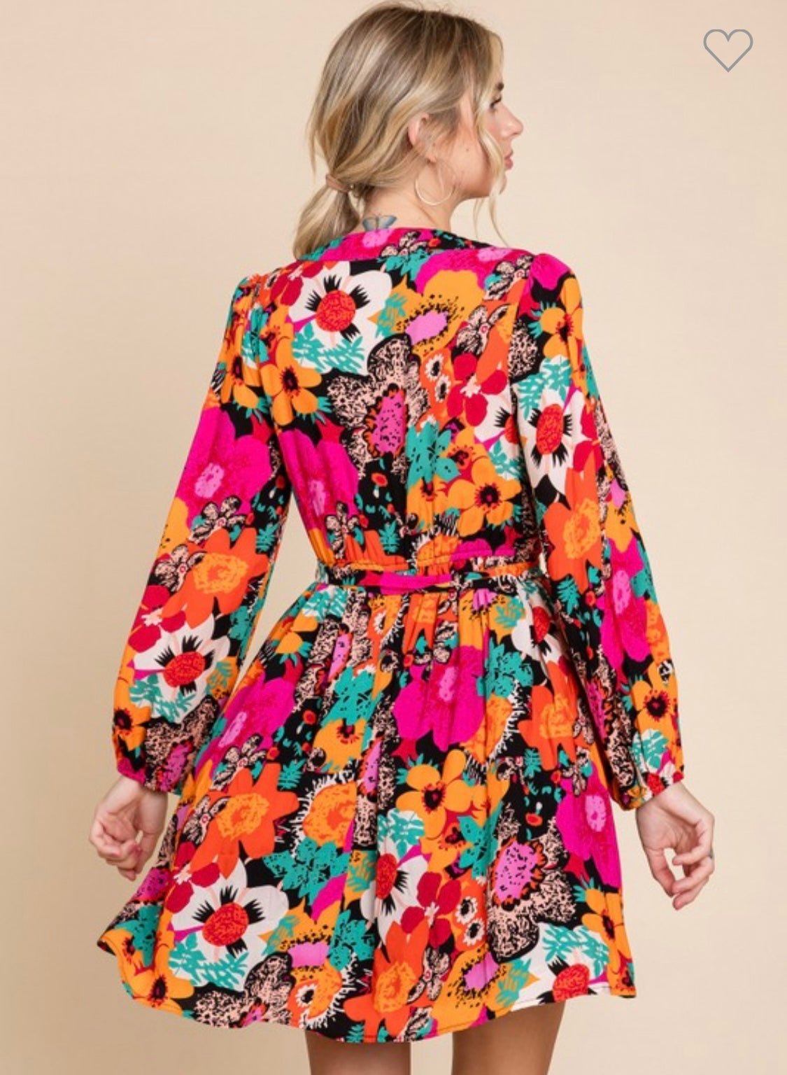 Floral Print V-Neck Dress with Belted Waist Irene Dress - Bella Boutique & Bellasbylola.com
