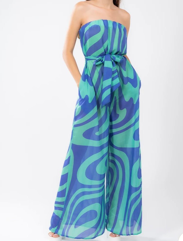 Jumpsuit Green & Blue - Bella Boutique & Bellasbylola.com