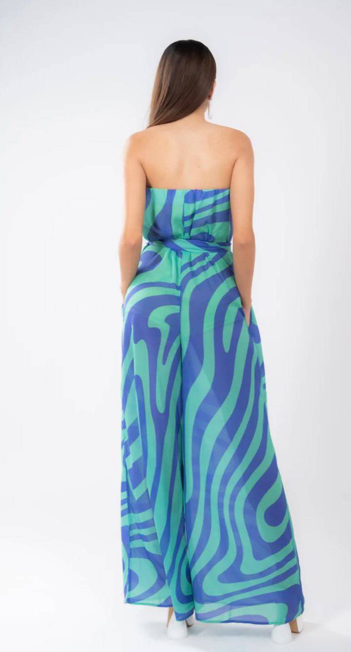 Jumpsuit Green & Blue - Bella Boutique & Bellasbylola.com