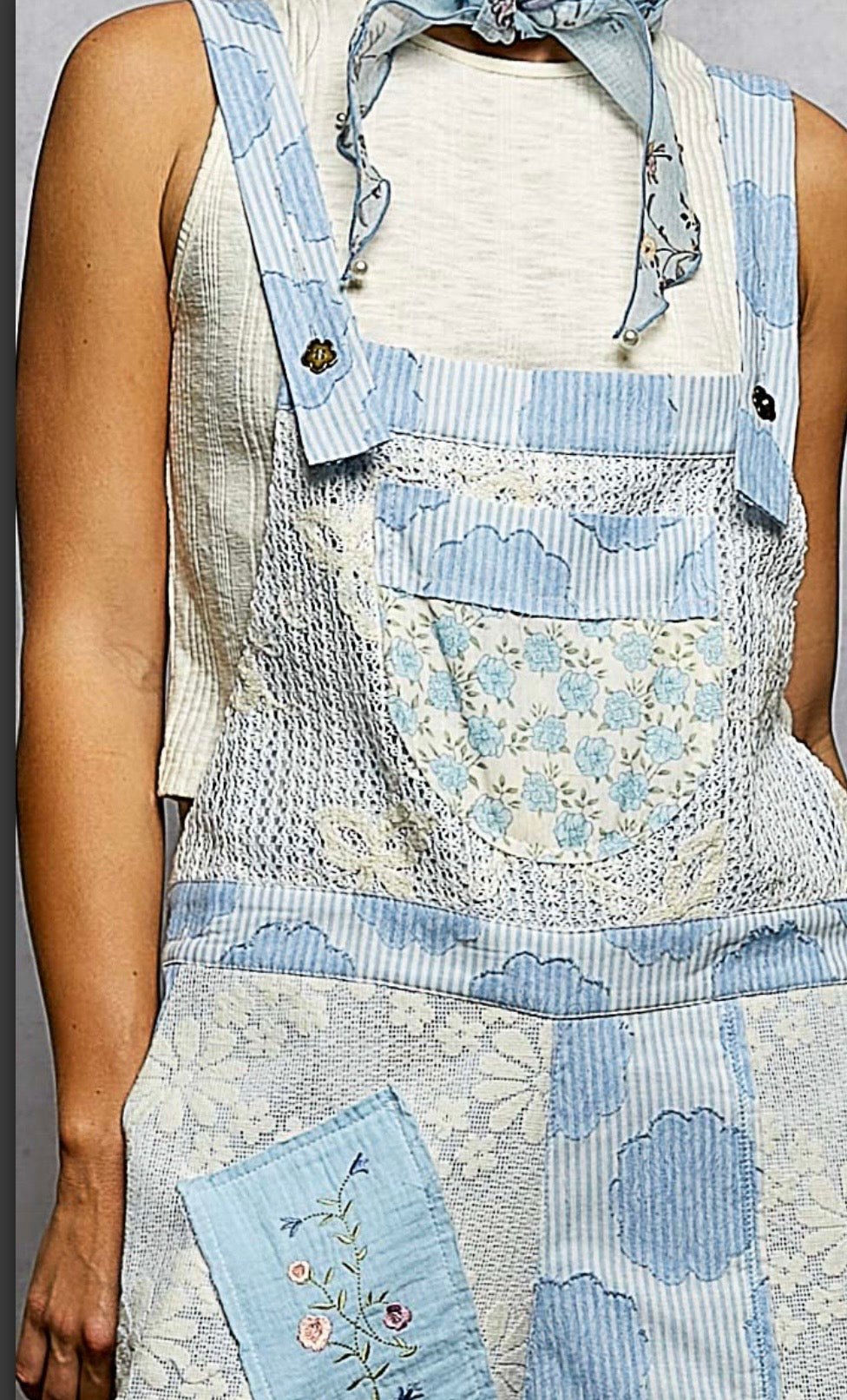 Lace Wide Leg Denim Overall with crochet - Llega 2/2/26 - Bella Boutique & Bellasbylola.com