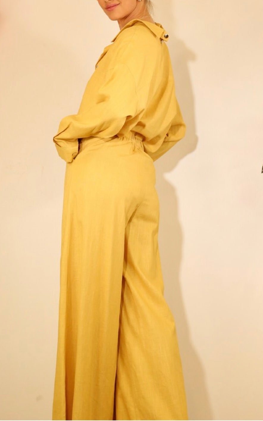 Linen Yellow Sunflower Maxi Palazzo Pants - Bella Boutique & Bellasbylola.com
